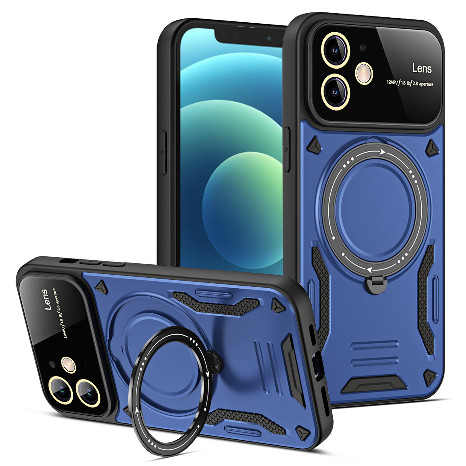 

Für Das Iphone 12 6,1 Zoll Kompatibel Mit Magsafe Phone Case PC+TPU Anti-drop-kickstand Cover - Blau, iPhone 12
