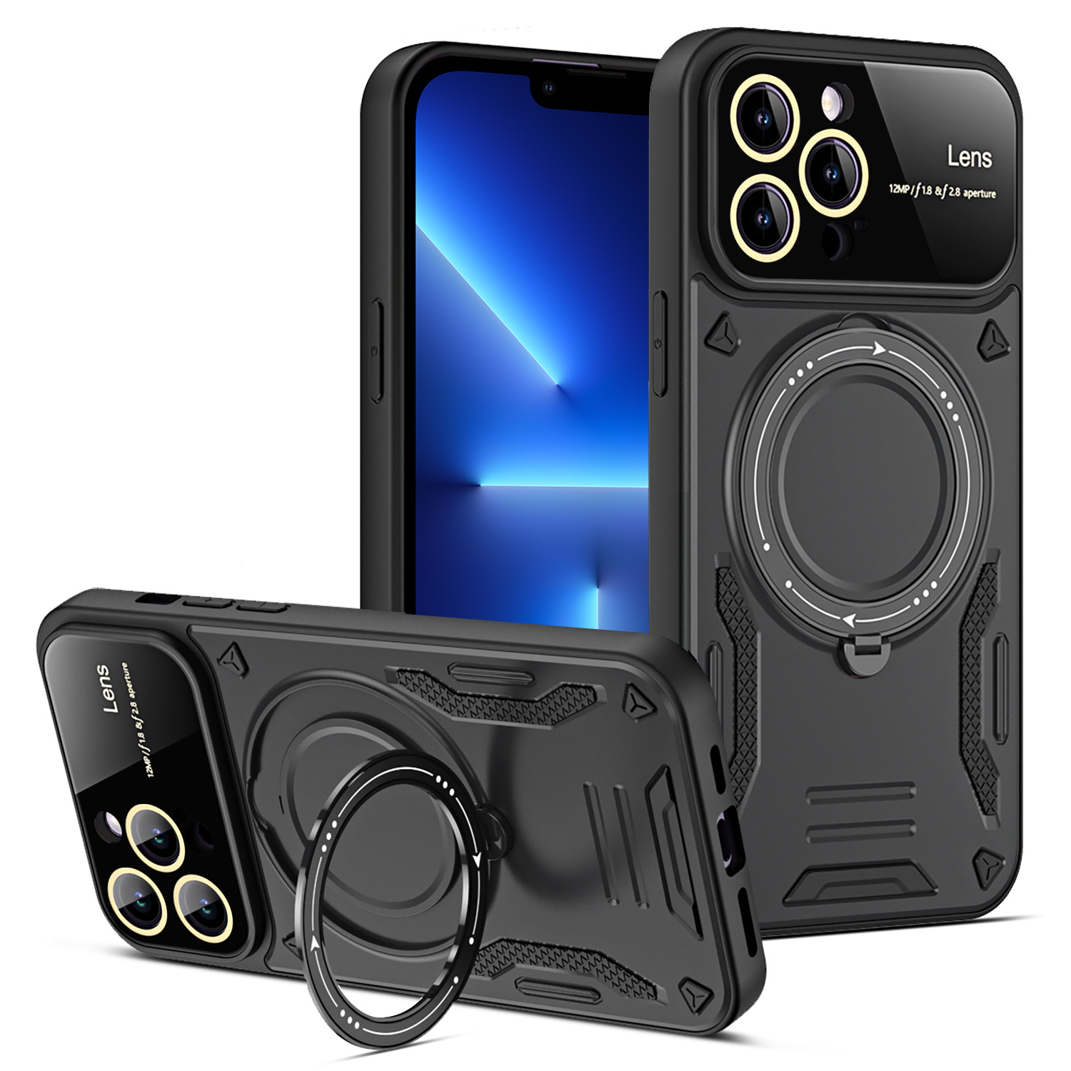 

Anti-fall-hülle Für Iphone 13 Pro Max 6,7 Zoll Kompatibel Mit Magsafe Pc+tpu-kickstand-telefonabdeckung - Schwarz, iPhone 13 Pro Max