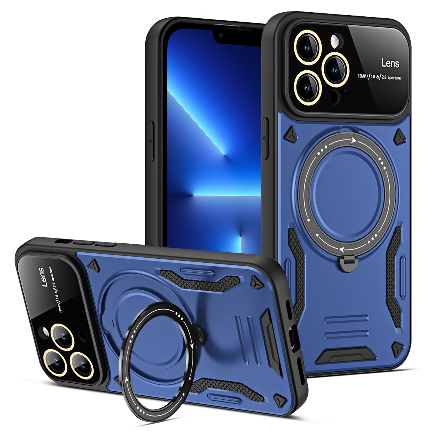 

Anti-fall-hülle Für Iphone 13 Pro Max 6,7 Zoll Kompatibel Mit Magsafe Pc+tpu-kickstand-telefonabdeckung - Blau, iPhone 13 Pro Max