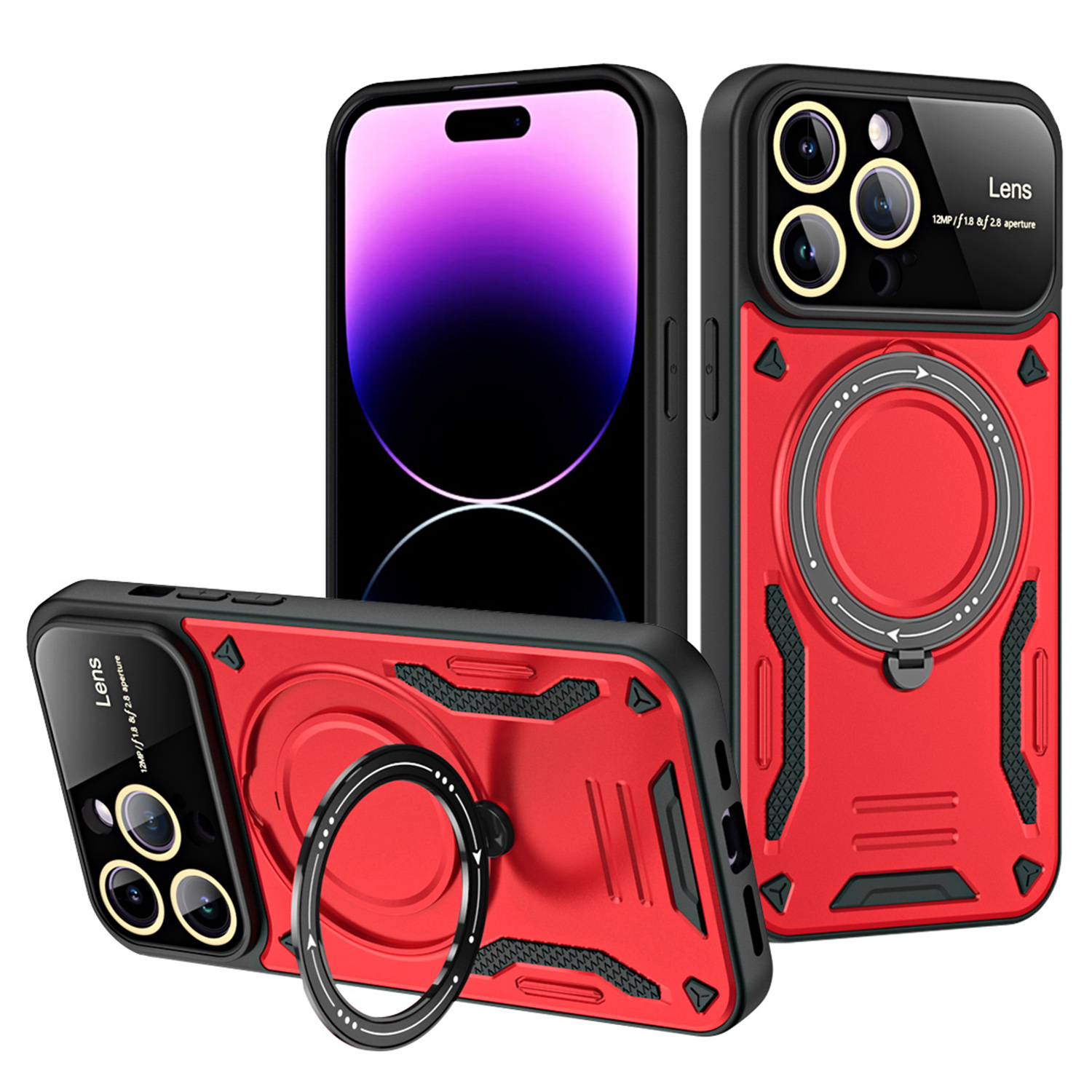 

PC+TPU -back -hülle Für Iphone 14 Pro Max Kompatibel Mit Magsafe Kickstand -telefonabdeckung - Rot, iPhone 14 Pro Max