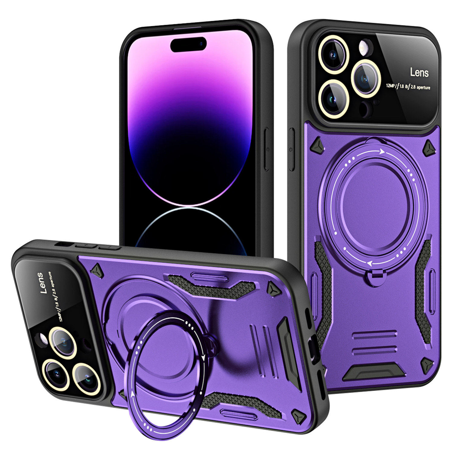 

PC+TPU -back -hülle Für Iphone 14 Pro Max Kompatibel Mit Magsafe Kickstand -telefonabdeckung - Lila, iPhone 14 Pro Max