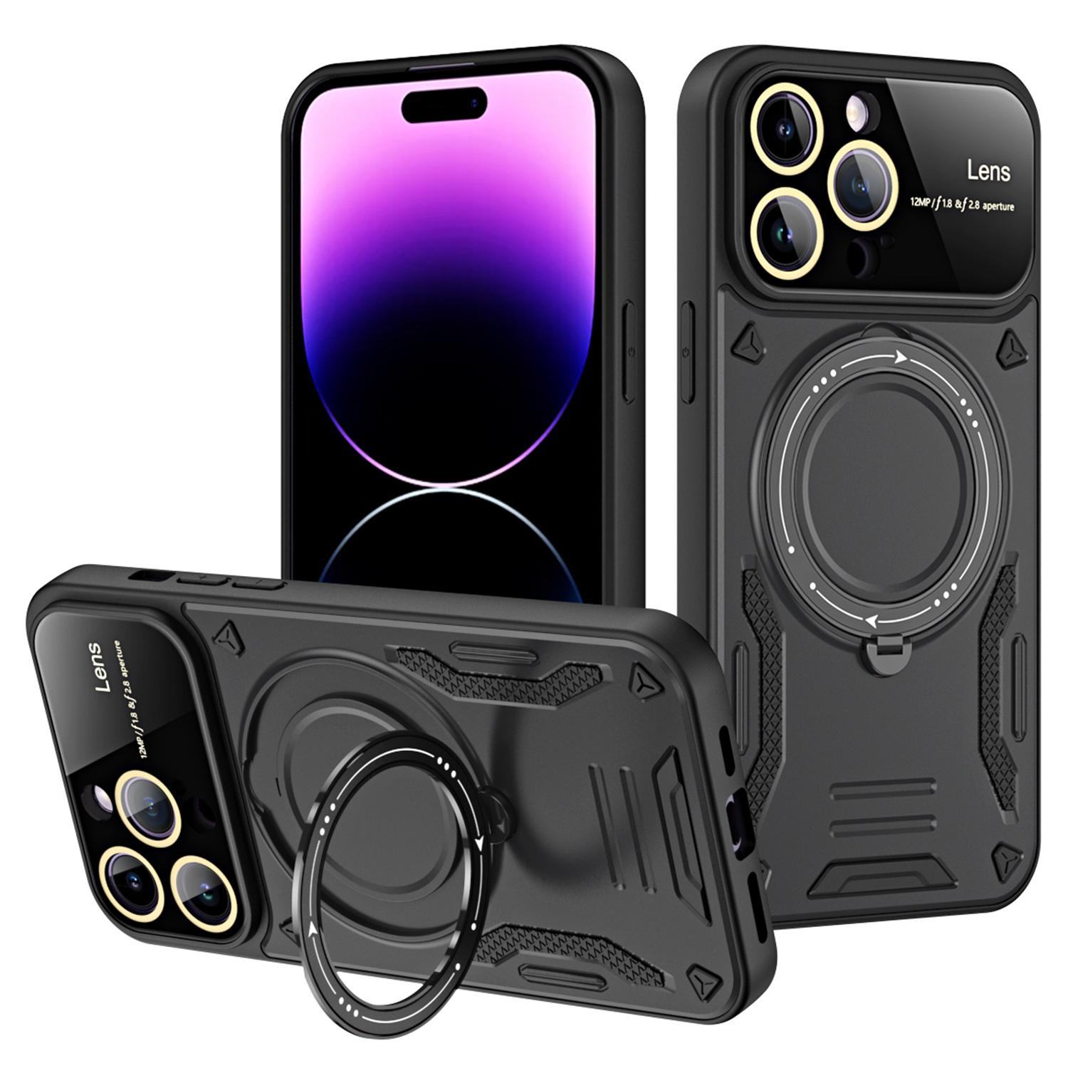 

PC+TPU -back -hülle Für Iphone 14 Pro Max Kompatibel Mit Magsafe Kickstand -telefonabdeckung - Schwarz, iPhone 14 Pro Max