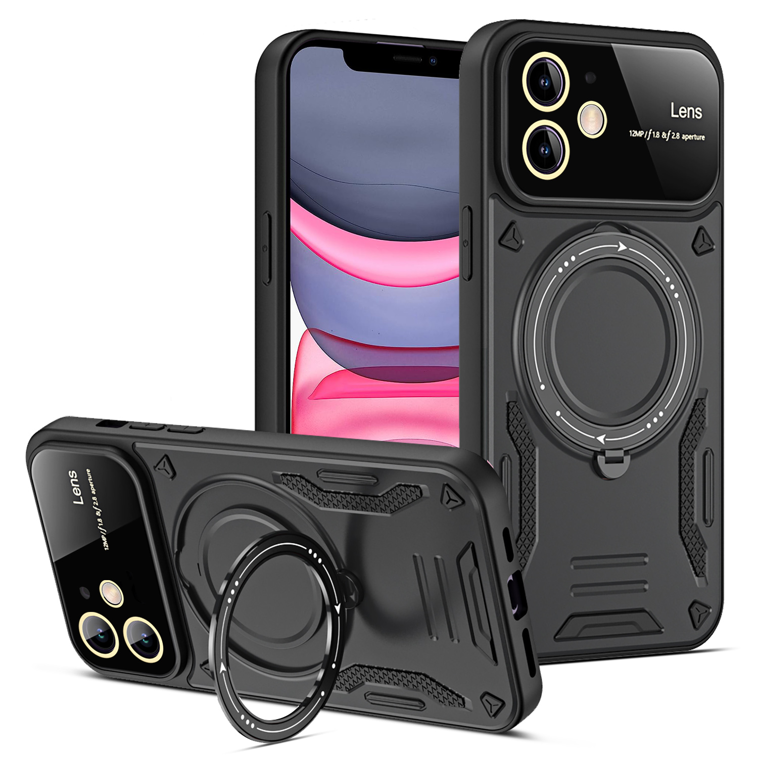 

Kratzerfestes Gehäuse Für Iphone 11 Kompatibel Mit Magsafe PC+TPU -kickstand -telefonabdeckung - Schwarz, iPhone 11