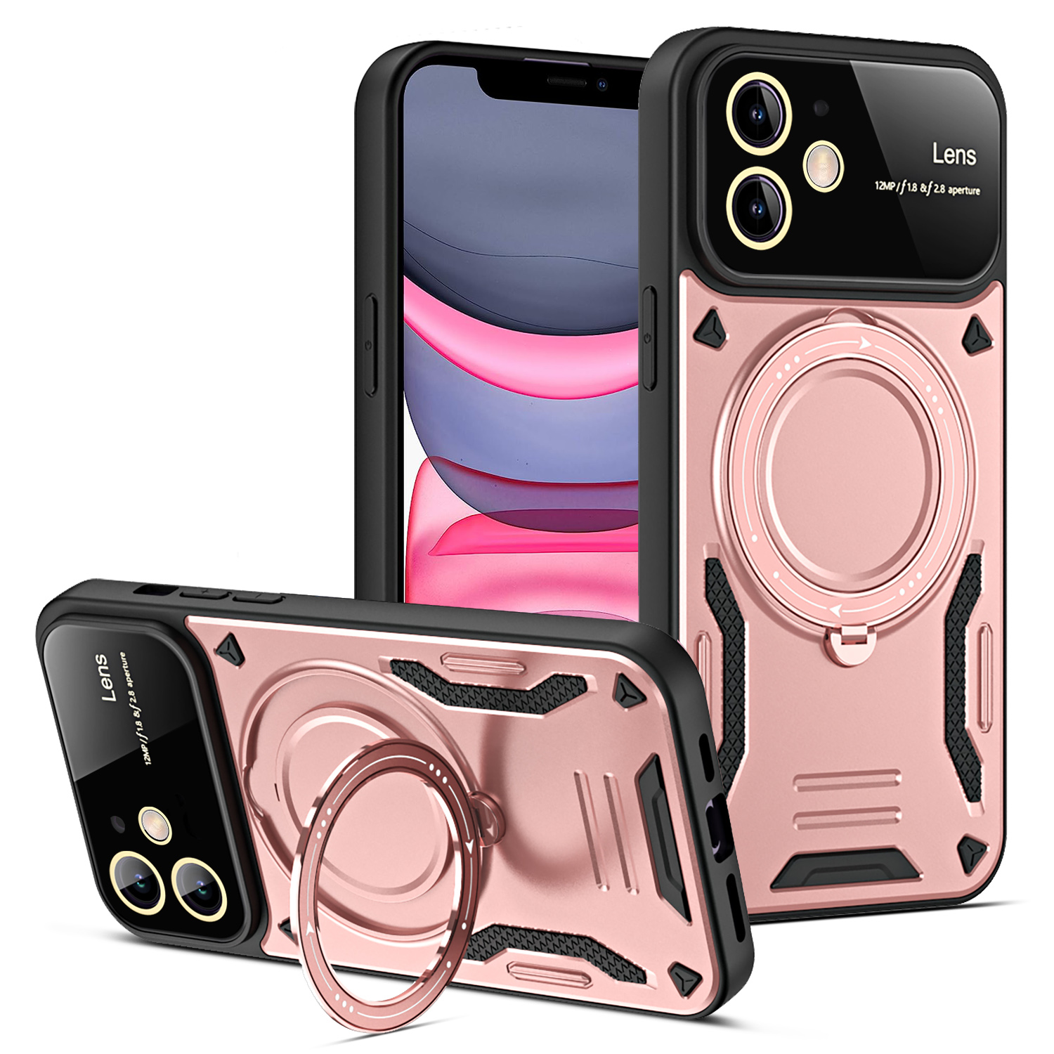 

Kratzerfestes Gehäuse Für Iphone 11 Kompatibel Mit Magsafe PC+TPU -kickstand -telefonabdeckung - Roségold, iPhone 11