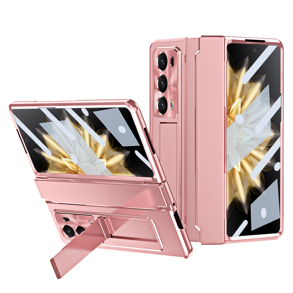 

Für Ehrenmagie V2 5G Scharnierschutz Hartes PC -hülle Kickstand -telefonabdeckung Mit Temperamentvollem Gla -screenfilm - Rosa, Honor Magic V2 5G