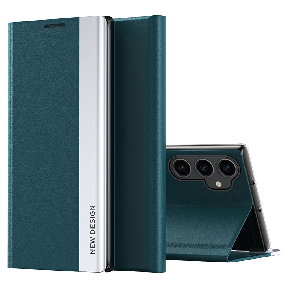 

Für Samsung Galaxy S23 fe PU Leder+pc Elektroploplierende Telefonabdeckung Drop Protection Stand Hülle - Grün, Galaxy S23 FE