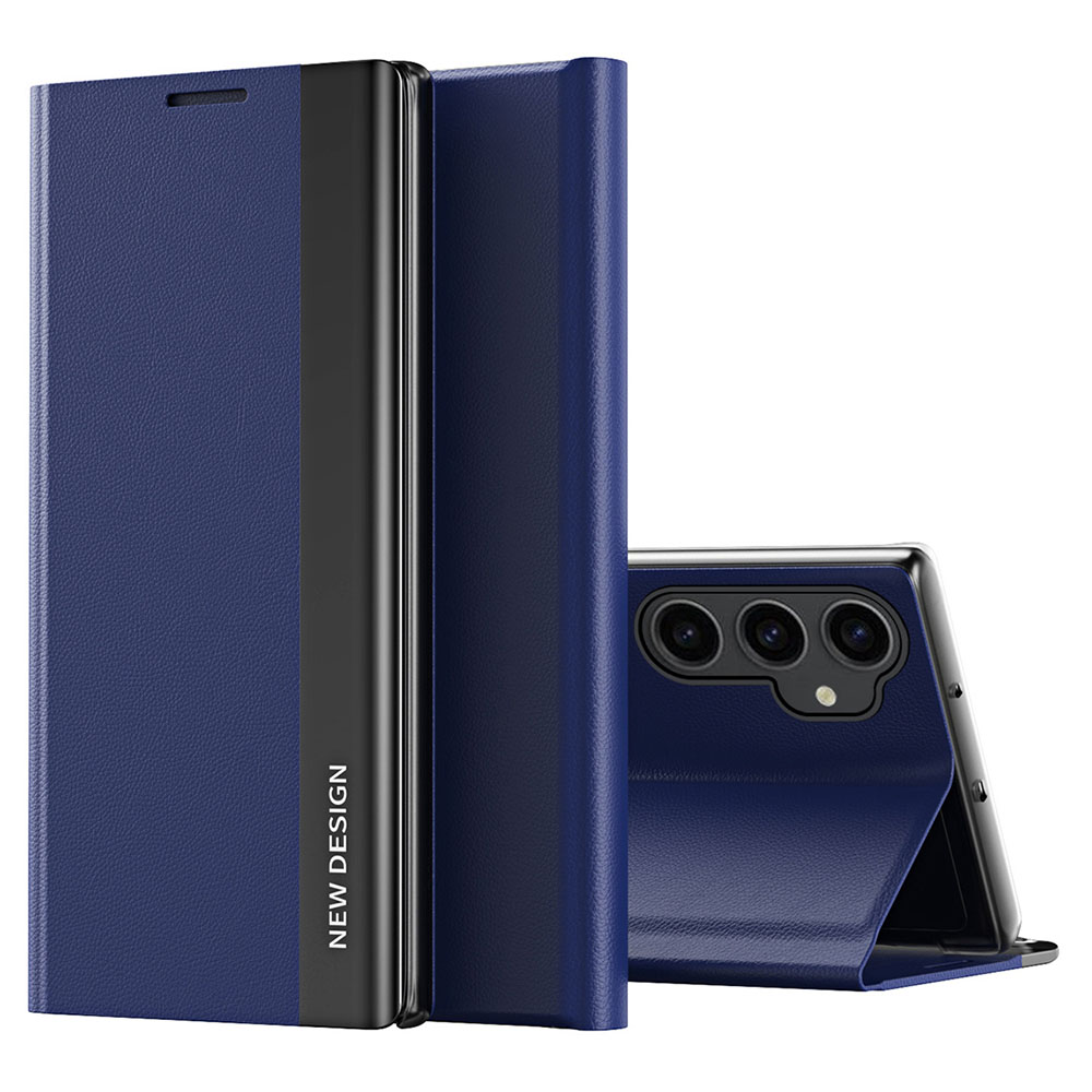 

Für Samsung Galaxy S23 fe PU Leder+pc Elektroploplierende Telefonabdeckung Drop Protection Stand Hülle - Saphir, Galaxy S23 FE