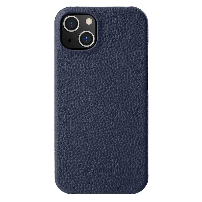 

Melkco Für Iphone 14 Echte Kuhleder-leder-pc Rückenabdeckung Anti-drop-telefonhülle - Dunkelblau, iPhone 14