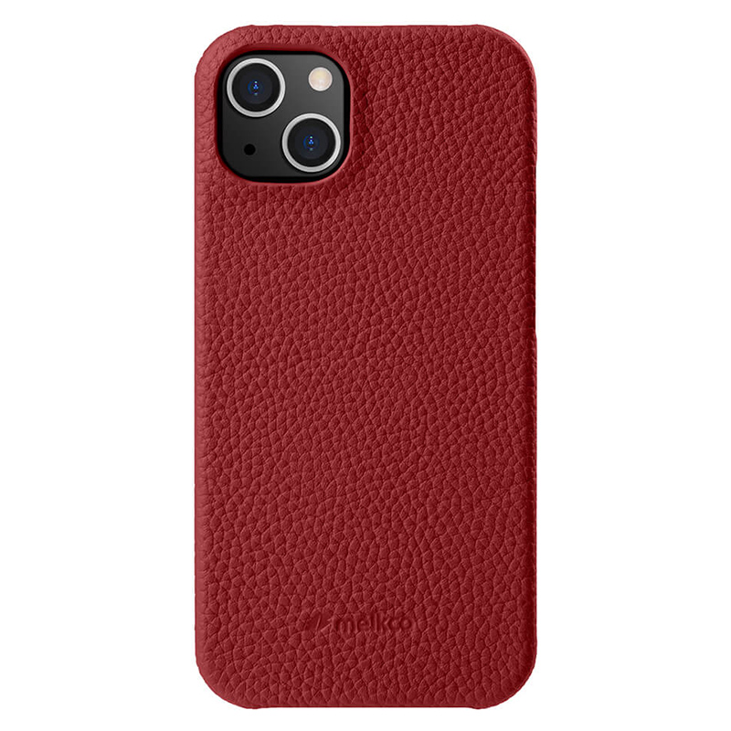 

Melkco Für Iphone 14 Echte Kuhleder-leder-pc Rückenabdeckung Anti-drop-telefonhülle - Rot, iPhone 14