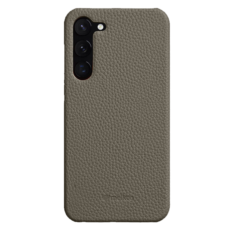 

Melkco Für Samsung Galaxy S23+ Rückdecke Echtes Kuhleder Beschichtetes PC Unvollständiges Telefon Shell - Grau, Galaxy S23+