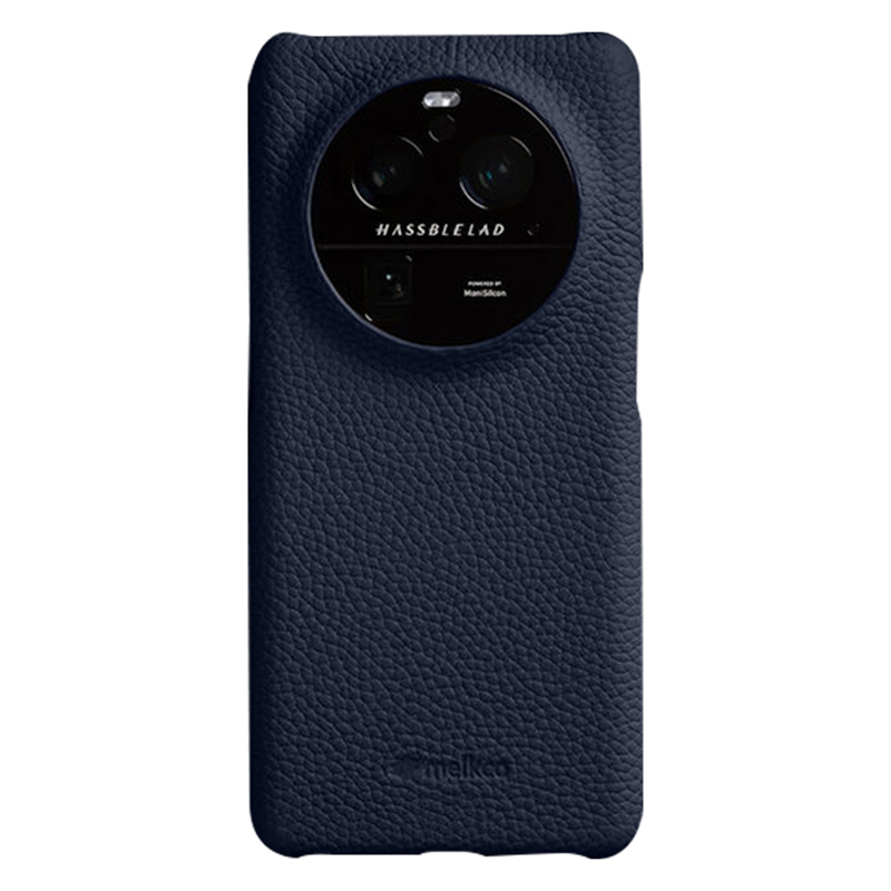 

Melkco Für Oppo Finden X6 Pro Hard Cover Echte Kuhleder -pc Unvollständige Telefonschale - Dunkelblau, Oppo Find X6 Pro