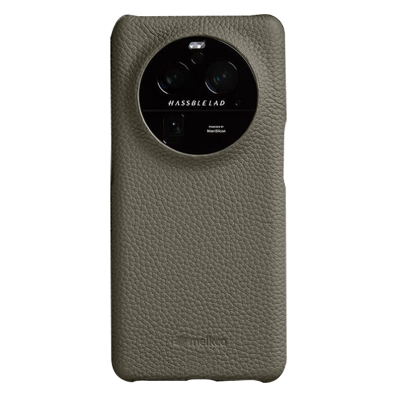 

Melkco Für Oppo Finden X6 Pro Hard Cover Echte Kuhleder -pc Unvollständige Telefonschale - Grau, Oppo Find X6 Pro