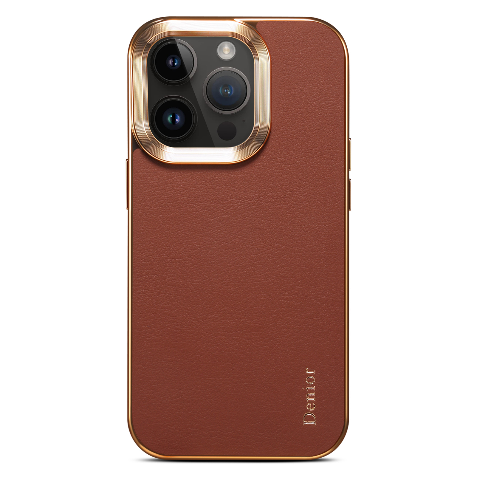 

Denior Für Iphone 13 Pro Elektroplatte Rückdeckabdeckung Echtes Kuhleder -schützling PC -schutzhülle - Braun, iPhone 13 Pro