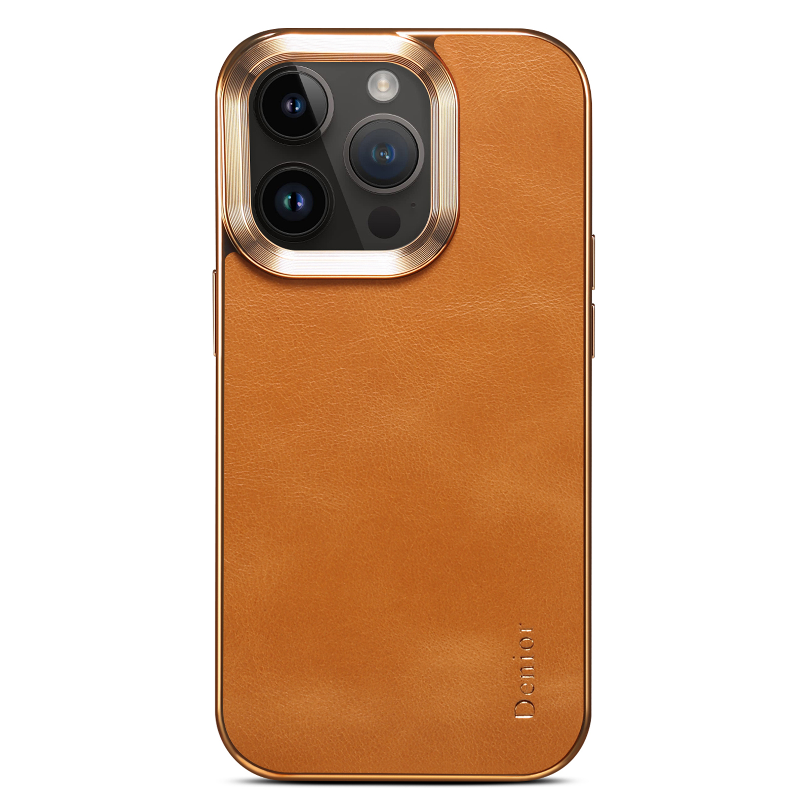 

Denior Für Iphone 13 Pro Elektroplatte Rückdeckabdeckung Echtes Kuhleder -schützling PC -schutzhülle - Khaki, iPhone 13 Pro