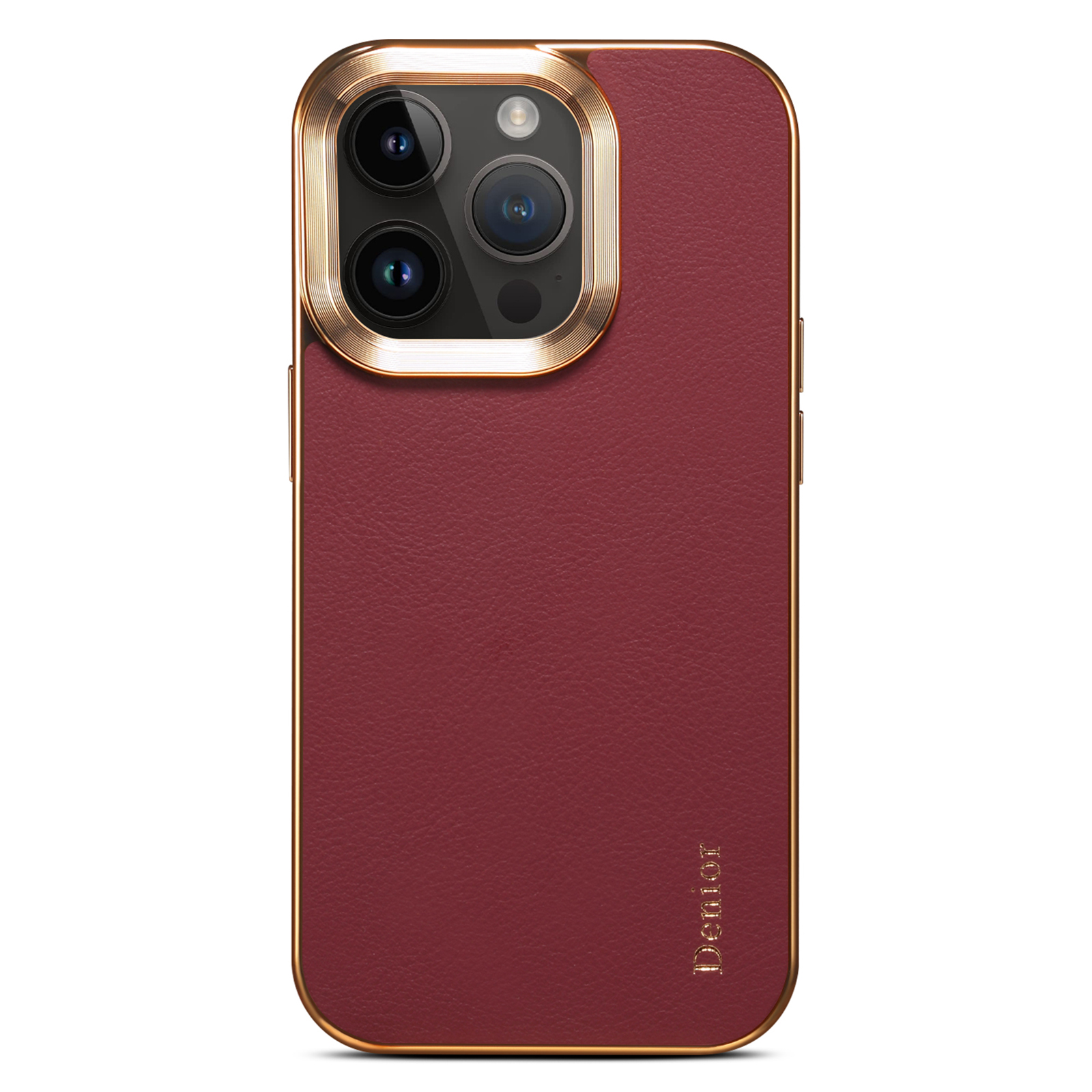 

Denior -elektroplating -telefonhülle Für Iphone 12 / 12 Pro, Echte Kuhleder-leder-pc-pc-grip-schockdosenabdeckung - Rot, iPhone 12