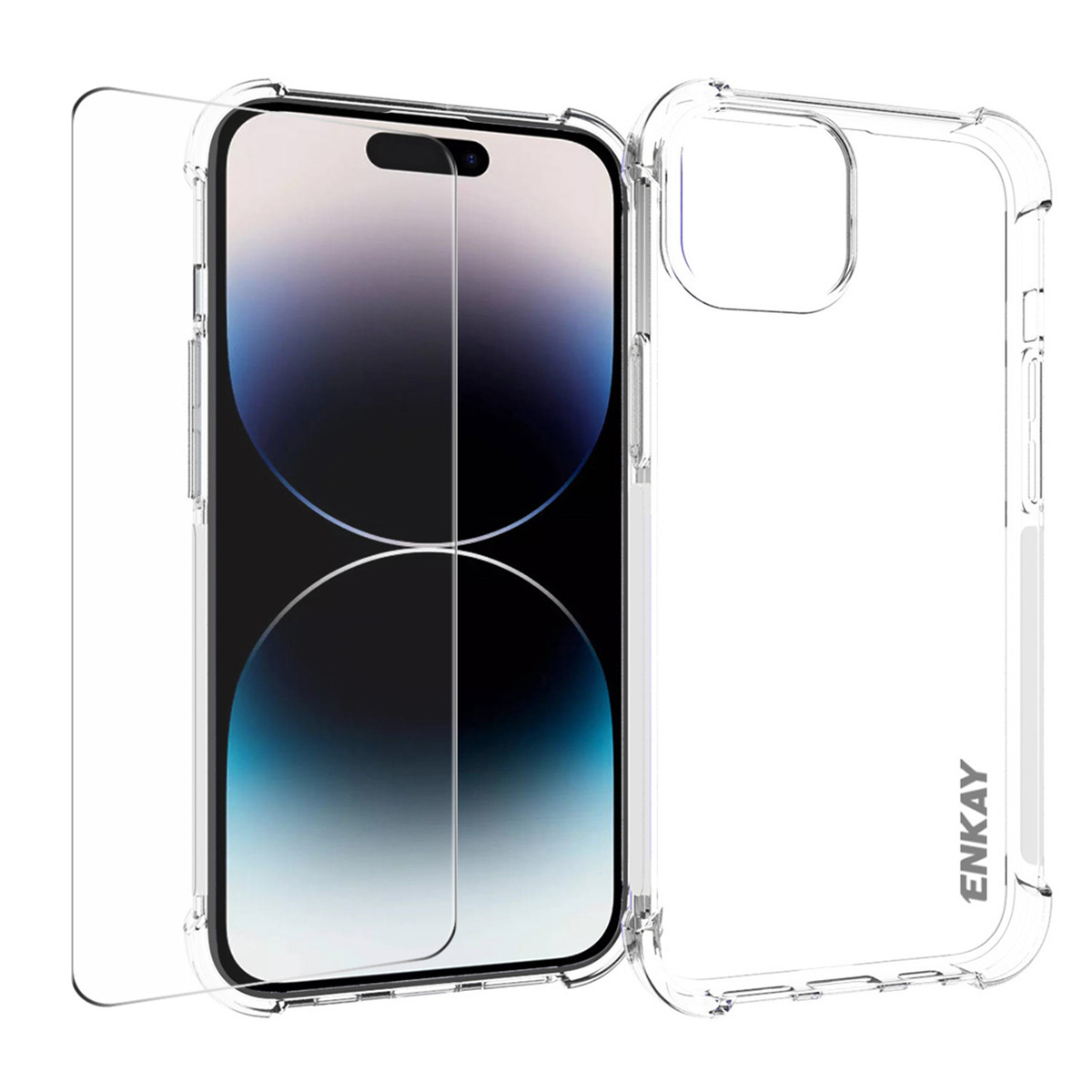 

Enkay Hut Prince Für Iphone 15 Telefonhülle TPU Transparent Cover Mit Hochaluminium-silicon-glasschriftenfilm, iPhone 15