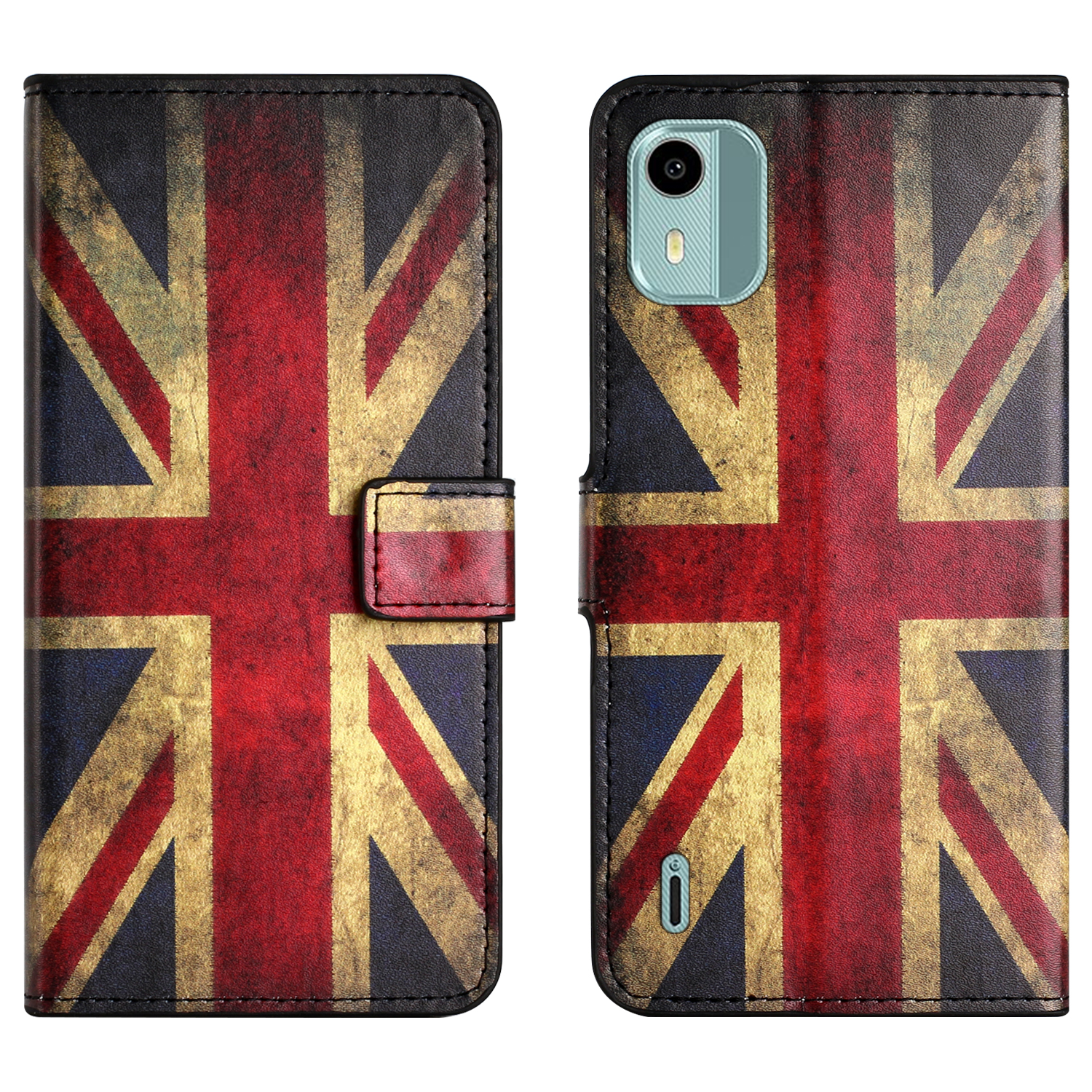 

Für Nokia C12 4G / C12 Pro / C12 Plus -muster Druckphase Leder Hülle Ballet Wallet Cover - Union Jack, Nokia C12 4G