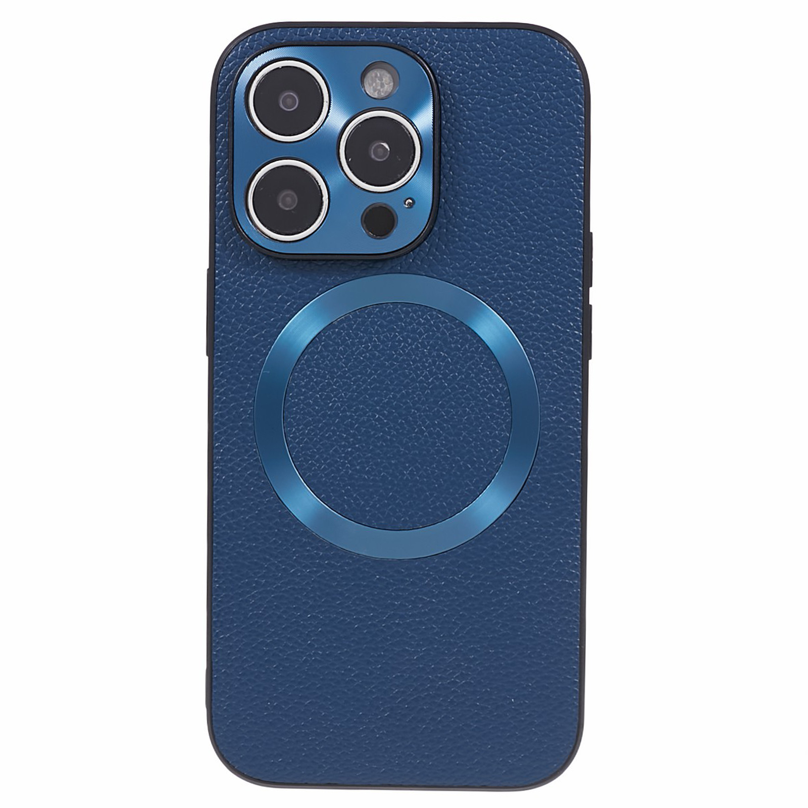 

Für Iphone 14 Pro Magnetic Phone Case Kompatibel Mit Magsafe Litchi Textur Echtes Kuhleder + Tpu-nicht-schlupf-abdeckung - Saphir, iPhone 14 Pro