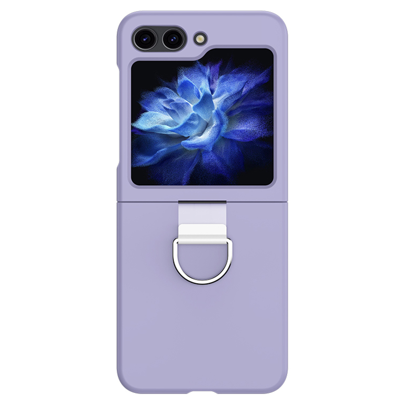 

Für Samsung Galaxy Z Flip5 5G Hartes PC Skin Skin-touch-hülle Metallringhalter Anti-slip-abdeckung - Lila, Galaxy Z Flip5 5G