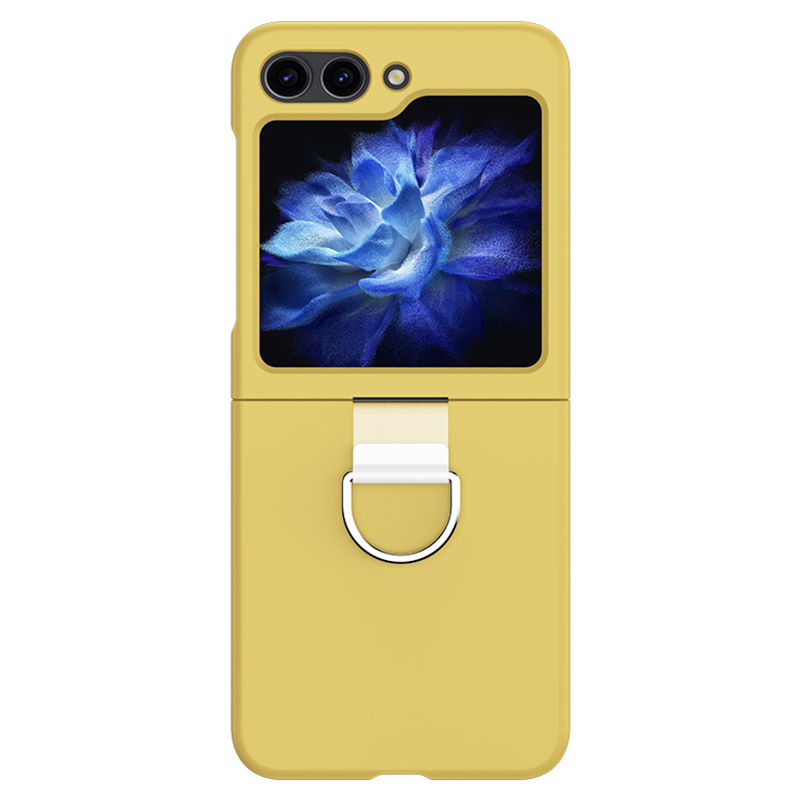 

Für Samsung Galaxy Z Flip5 5G Hartes PC Skin Skin-touch-hülle Metallringhalter Anti-slip-abdeckung - Gelb, Galaxy Z Flip5 5G