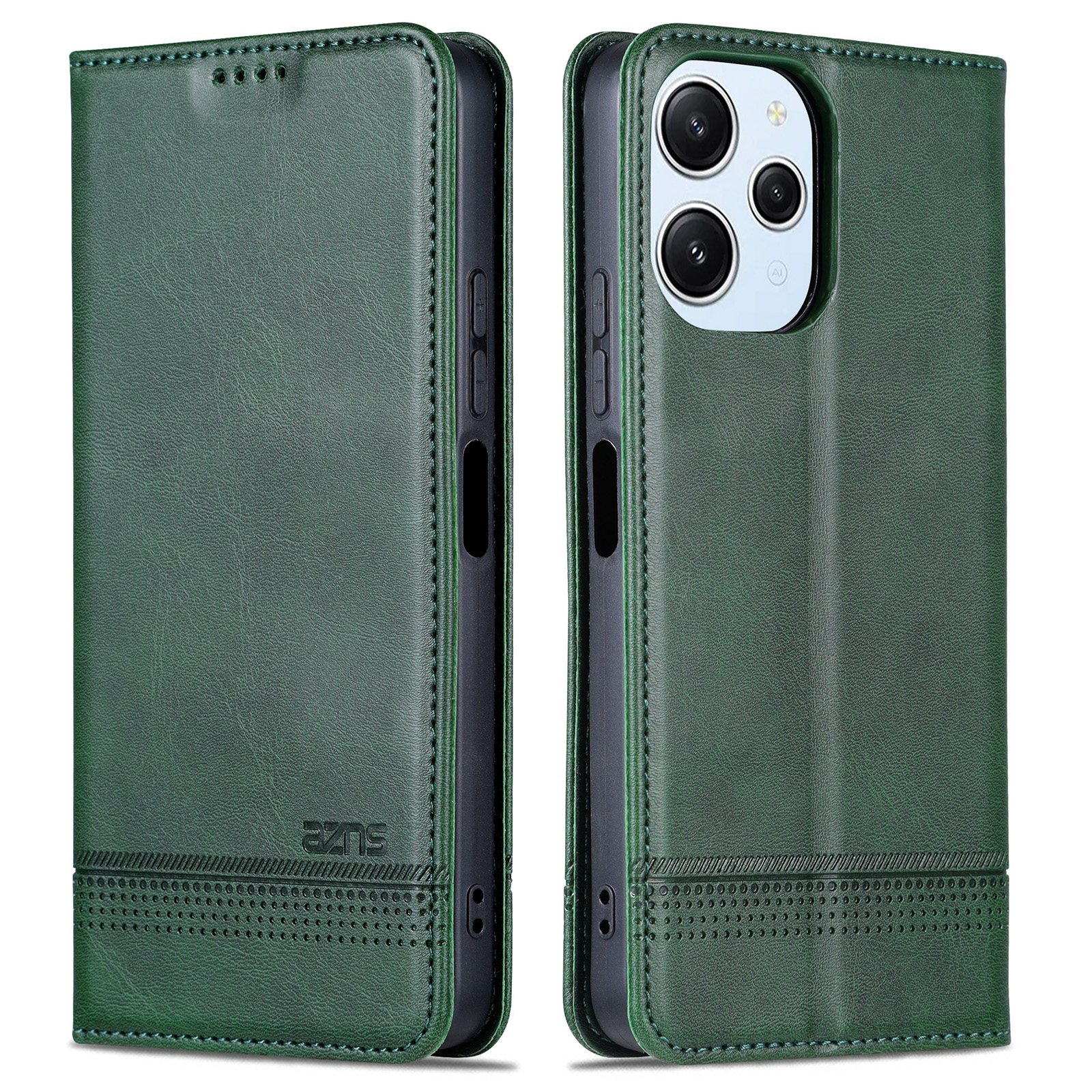 

Azns Für Xiaomi Redmi 12 4G Suppiving Ständer Telefonabdeckung PU Leder Flip Wallet Hülle Magnetische Telefonschale - Grün, Xiaomi Redmi 12 4G