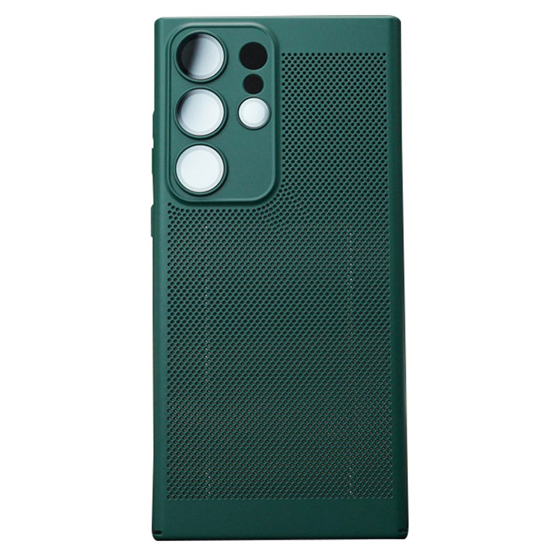 

Für Samsung Galaxy S23 Ultra Atmungsablöser Wärme Leiten Mesh Phone Case Hard PC Slim Telefonabdeckung - Dunkelgrün, Galaxy S23 Ultra