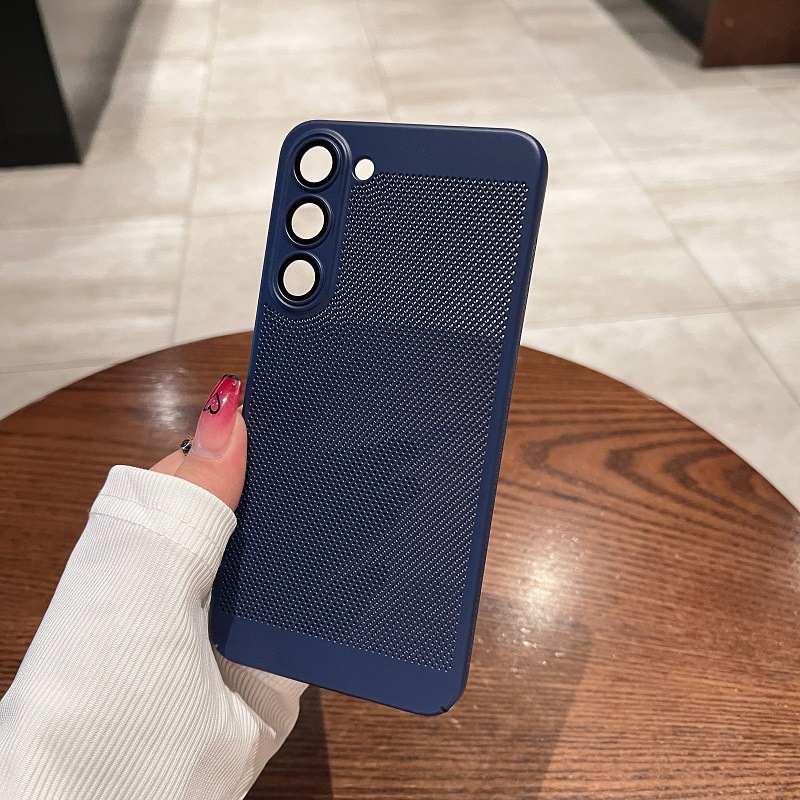 

Für Samsung Galaxy S23 Atmungsaktives Wärme Leiten Sie Eine Drop-proof-pc-rückseite Von Mesh Telefon. - Navy Blau, Galaxy S23