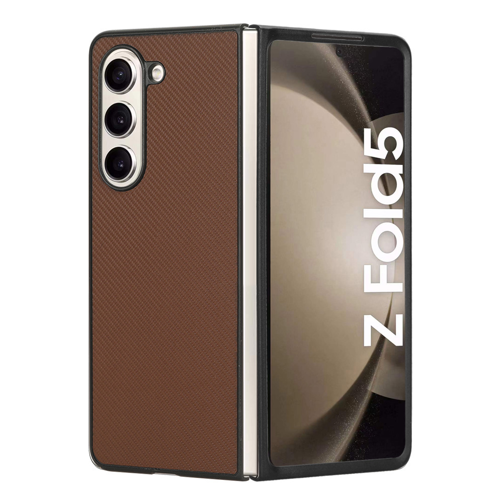 

Für Samsung Galaxy Z Fold5 5G Carbonfaser Textur Falten Sie Telefonhülle PU -leder -pc Rückenabdeckung - Braun, Galaxy Z Fold5 5G