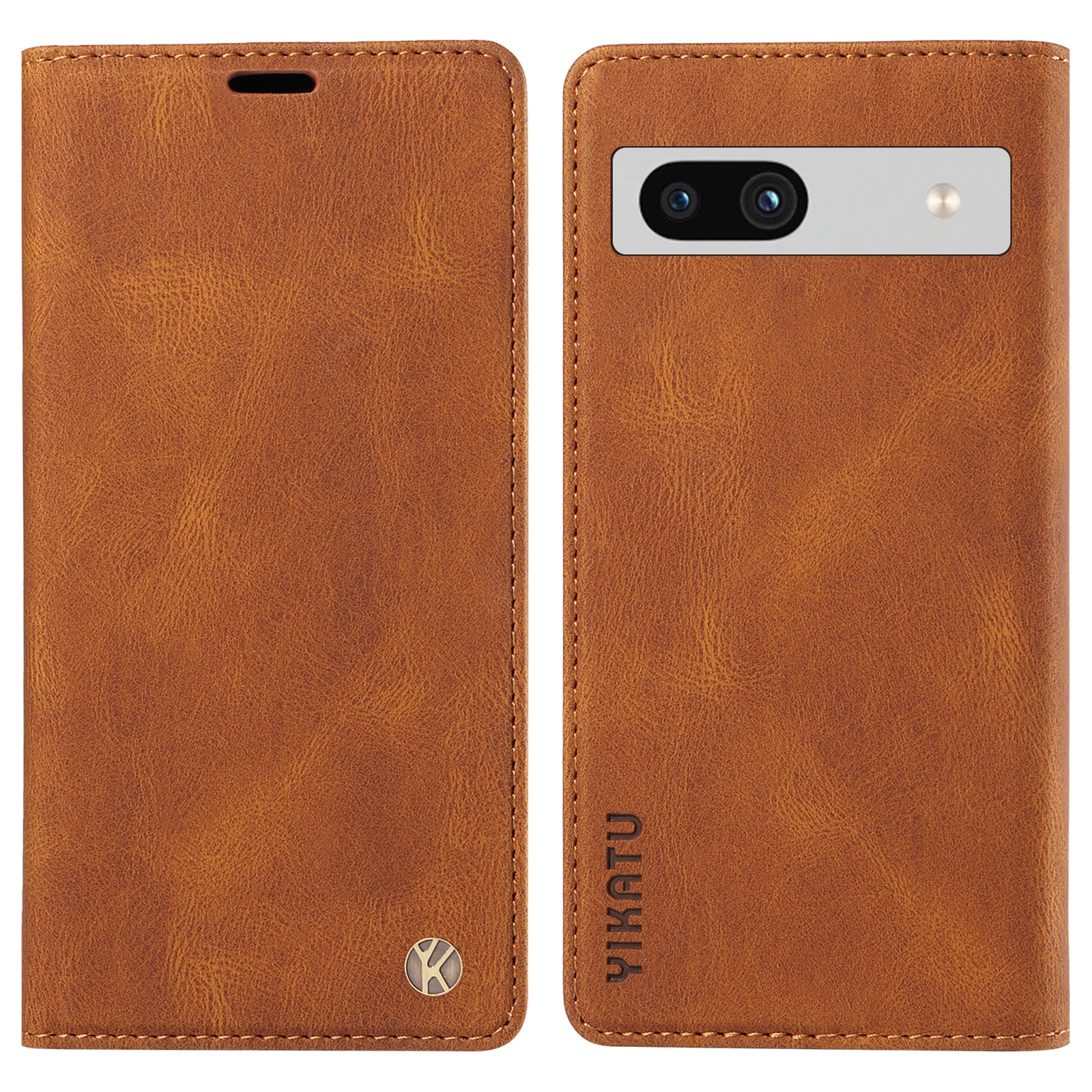 

Yikatu YK-004 Für Google Pixel 7a PU Lederschale Magnetic Phone Case Wallet Stand Cover - Braun, Google Pixel 7a