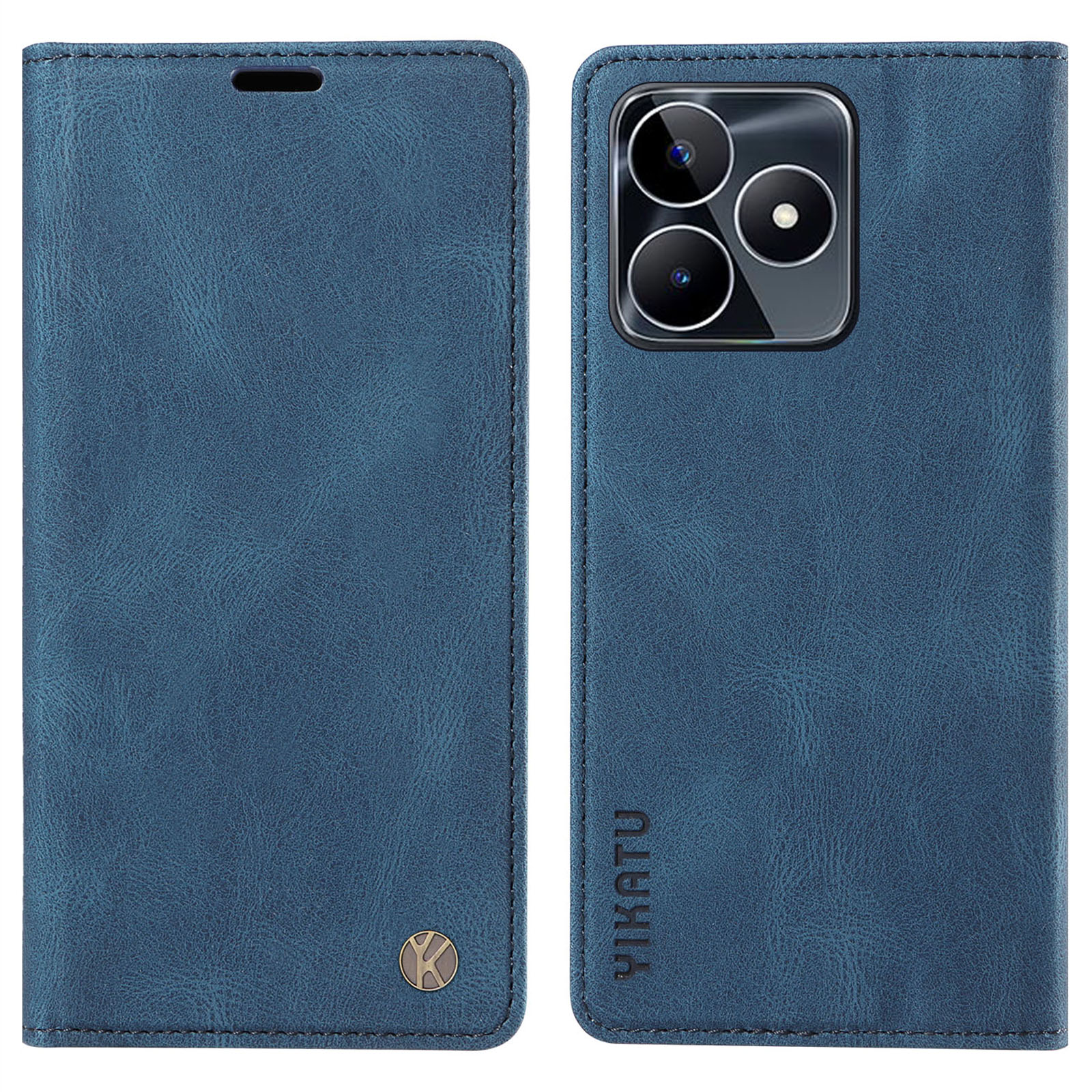 

Yikatu YK-004 Für Realme C53 4G Auto-absorbiertes Magnetische Telefonabdeckung PU Lederschale Brieftasche Hülle - Blau, Realme C53 (Global)