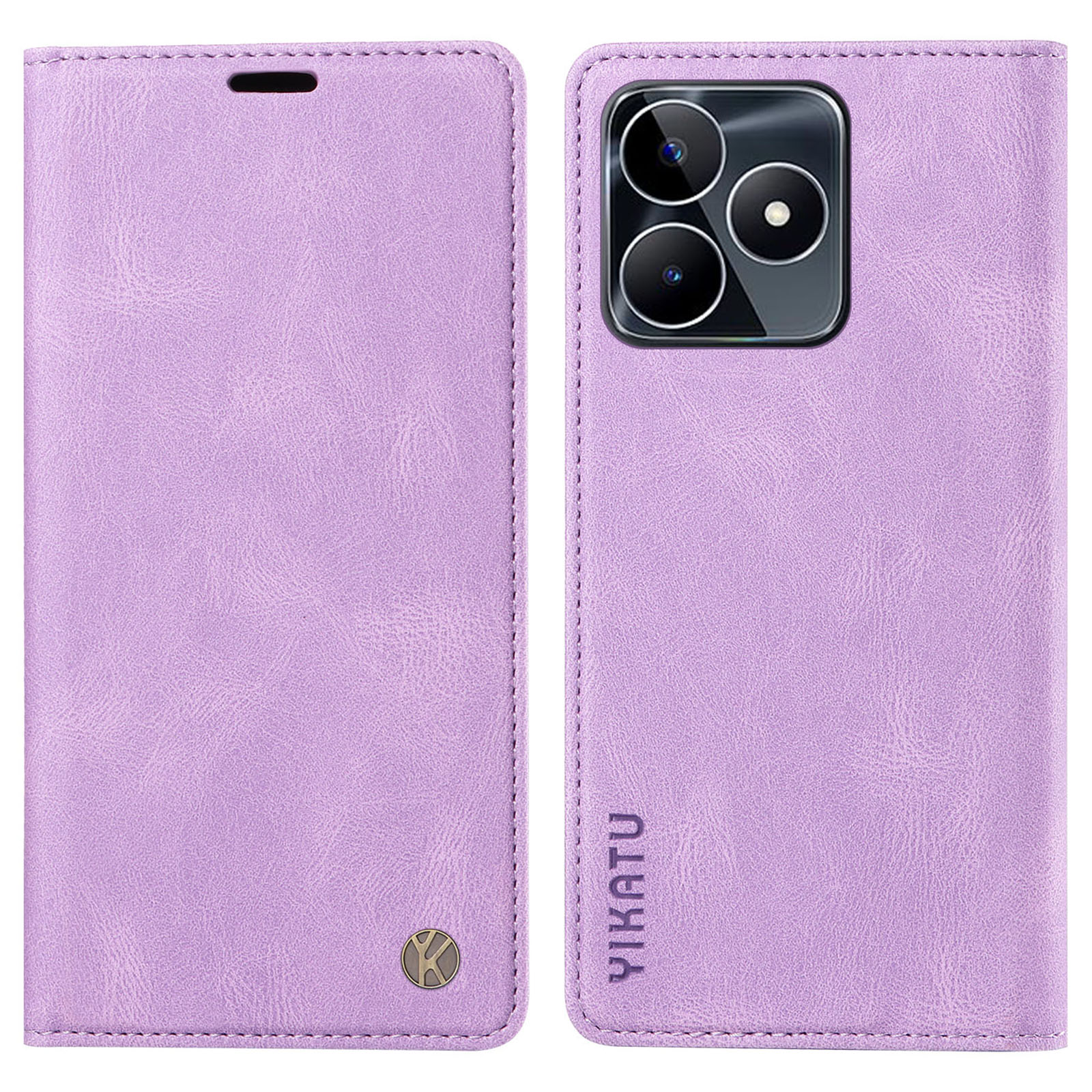 

Yikatu YK-004 Für Realme C53 4G Auto-absorbiertes Magnetische Telefonabdeckung PU Lederschale Brieftasche Hülle - Lila, Realme C53 (Global)