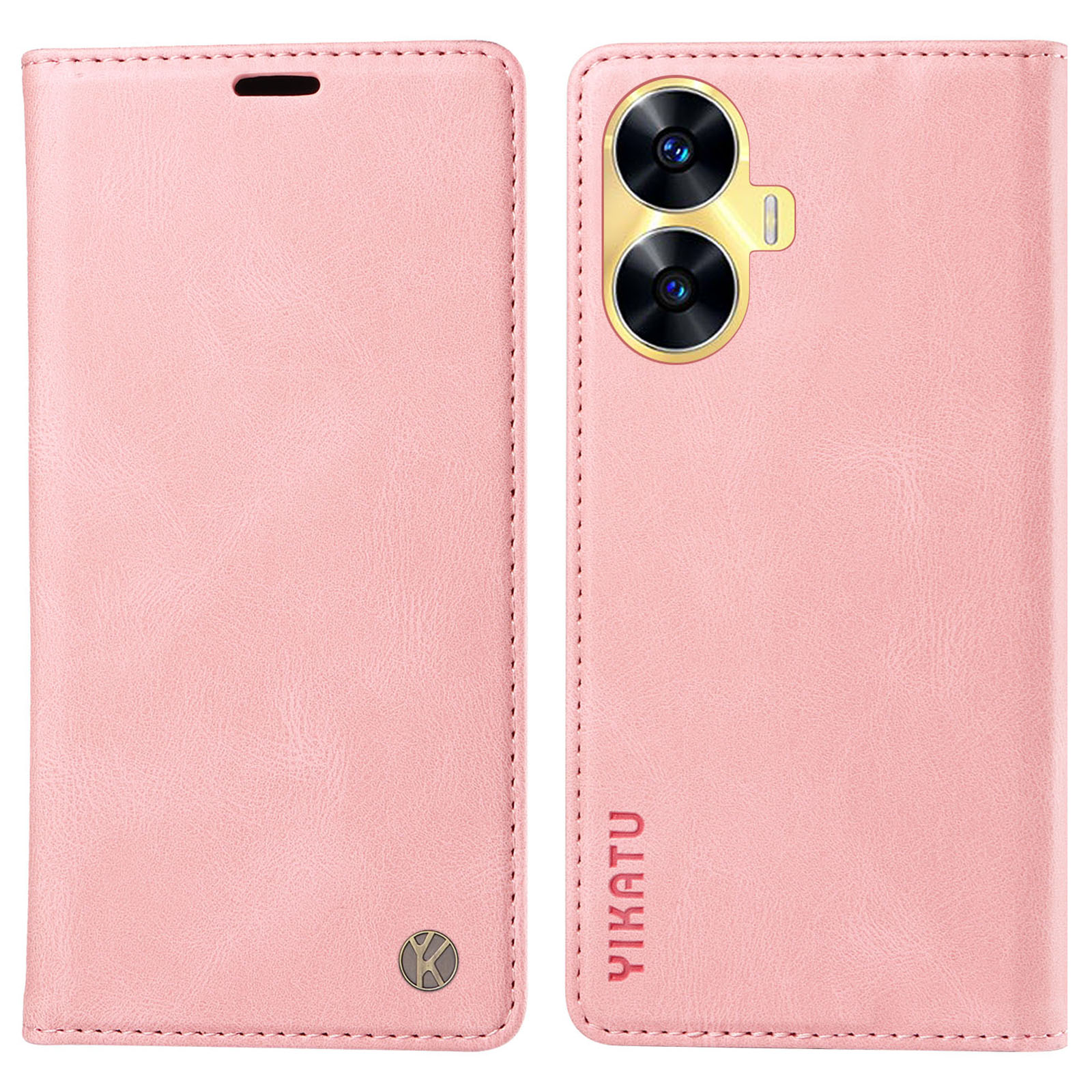 

Yikatu YK-004 Für Realme C55 Anti-kratzer-pu-lederschale Magnetisch Automatisch Absorbiertes Brieftasche Abdeckung - Rosa, Realme C55