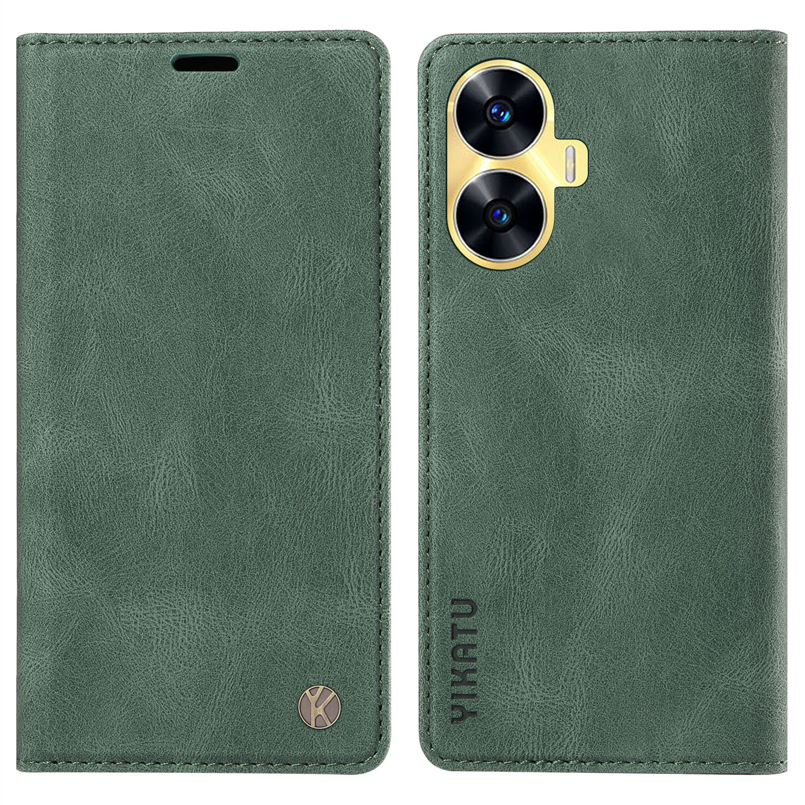 

Yikatu YK-004 Für Realme C55 Anti-kratzer-pu-lederschale Magnetisch Automatisch Absorbiertes Brieftasche Abdeckung - Grün, Realme C55
