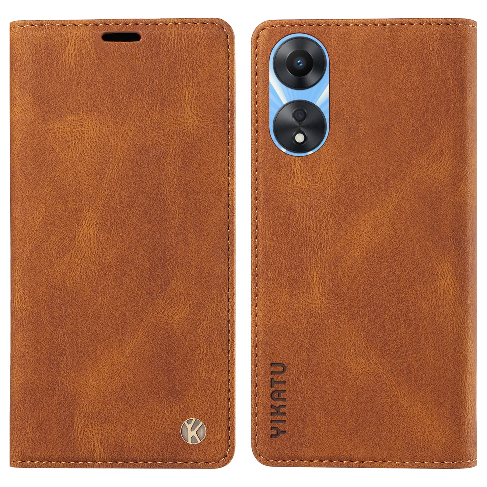 

Yikatu YK-004 Für Oppo A58 5G / A78 5G Skin-touch Lederabdeckung Flip Wallet Stand Phone Hülle - Braun, Oppo A58 5G