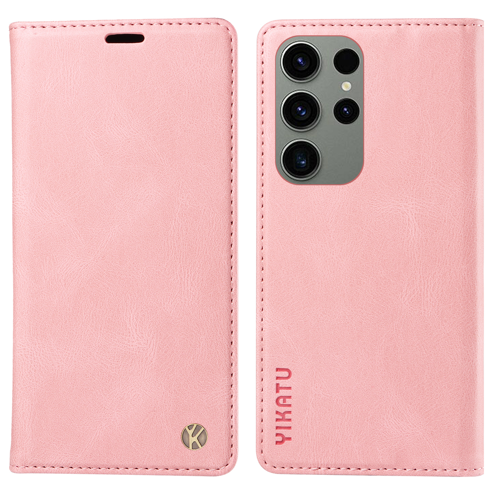 

Yikatu YK-004 Lederabdeckung Für Samsung Galaxy S23 Ultra, Skin-touch-schalen-brieftasche Telefon Flip Hülle - Rosa, Galaxy S23 Ultra