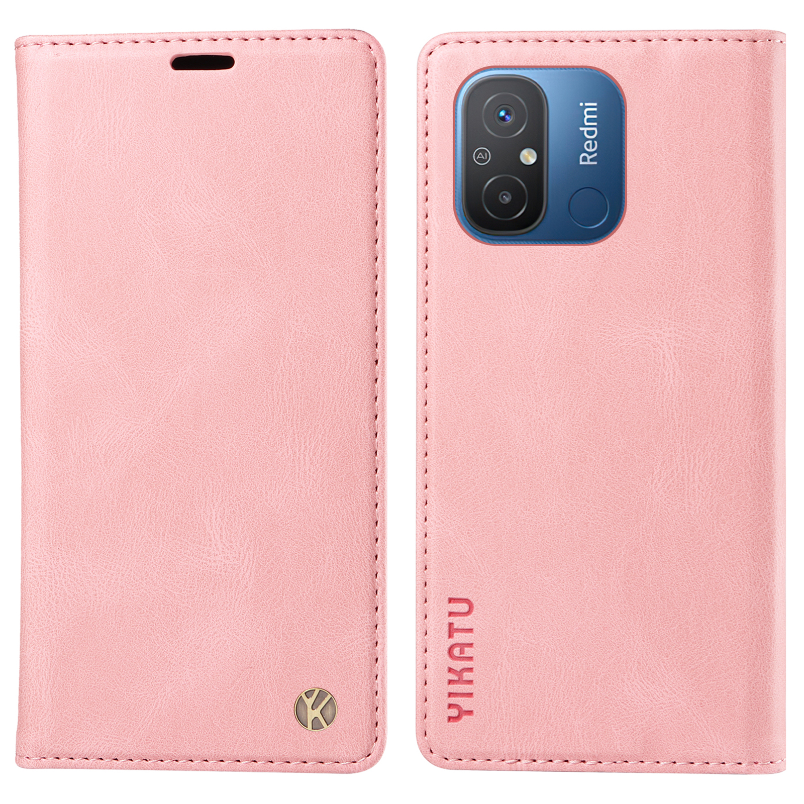

Yikatu YK-004 Für Xiaomi Redmi 12c 4G / 11a 4g Magnetic Closing Phone Hülle Leder Brieftasche Abdeckung - Rosa, Xiaomi Redmi 12C 4G
