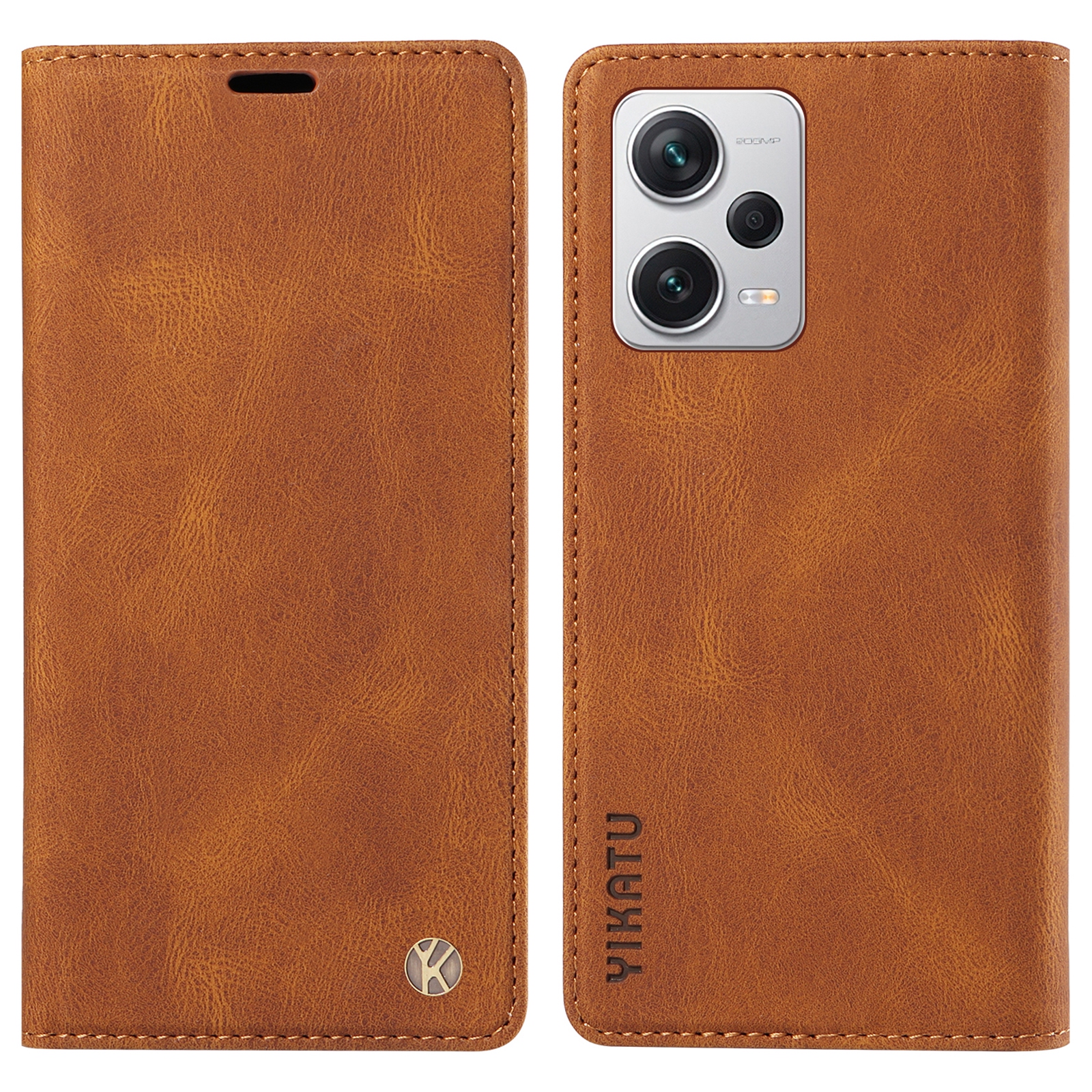 

Yikatu YK-004 Für Xiaomi Redmi Note 12 Pro 5G PU Leder Brieftasche Telefonhülle Drop-proof-ständer Cover - Braun, Xiaomi Redmi Note 12 Pro 5G