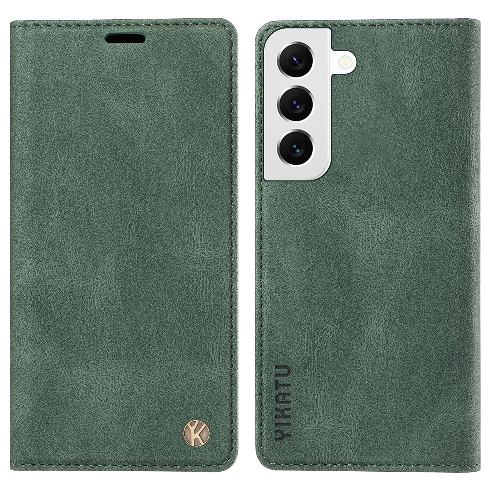 

Yikatu YK-004 Skin-touch Ledertasche Für Samsung Galaxy S22 5g, Magnetische Telefonschalen-brieftasche Abdeckung - Grün, Galaxy S22 5G