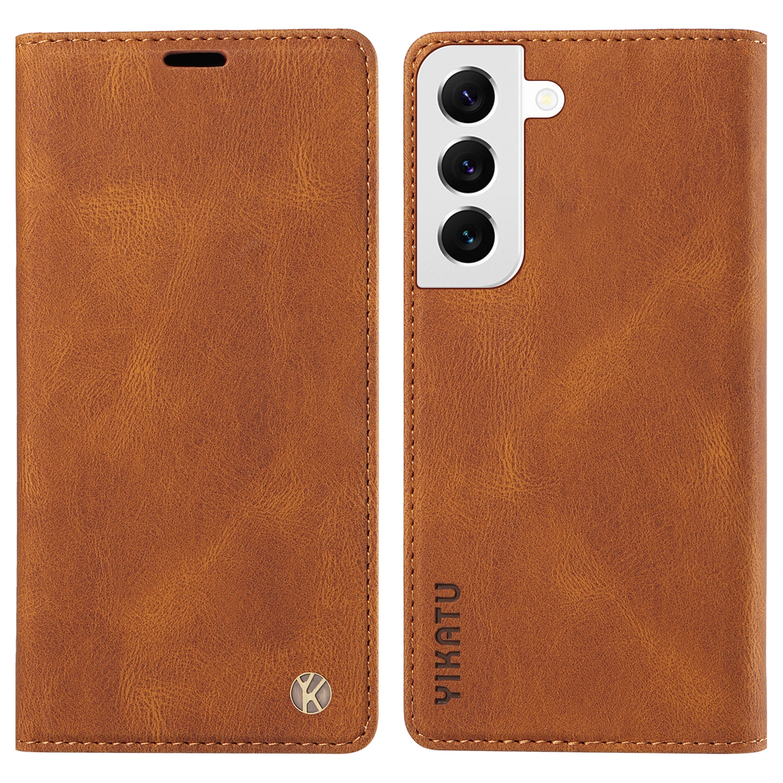 

Yikatu YK-004 Skin-touch Ledertasche Für Samsung Galaxy S22 5g, Magnetische Telefonschalen-brieftasche Abdeckung - Braun, Galaxy S22 5G
