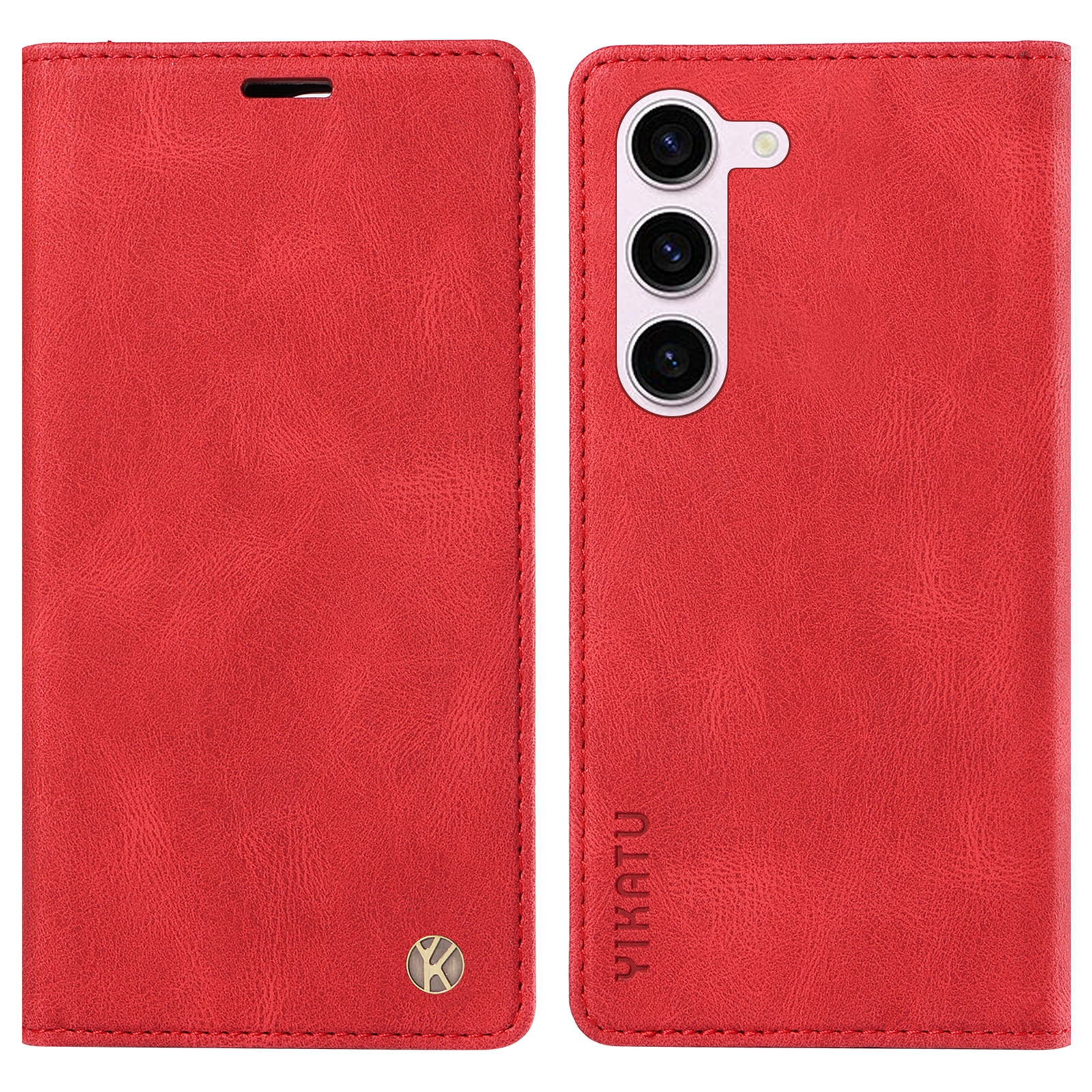 

Yikatu YK-004 Für Samsung Galaxy S23+ Handy Skin-touch Leder Cover Stand Wallet Hülle - Rot, Galaxy S23+