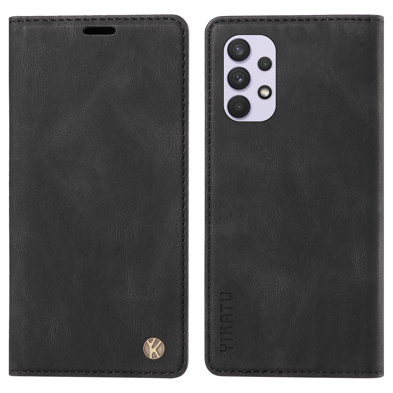 

Yikatu YK-004 Für Samsung Galaxy A32 4G (eu-version) Magnetische Schließabschluss PU Leder Brieftaschenabdeckung Telefonständer Gehäuse - Schwarz, Samsung Galaxy A32 4G (EU Version)