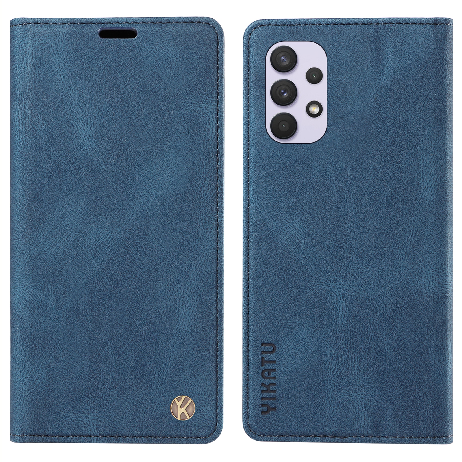

Yikatu YK-004 Für Samsung Galaxy A32 4G (eu-version) Magnetische Schließabschluss PU Leder Brieftaschenabdeckung Telefonständer Gehäuse - Blau, Samsung Galaxy A32 4G (EU Version)