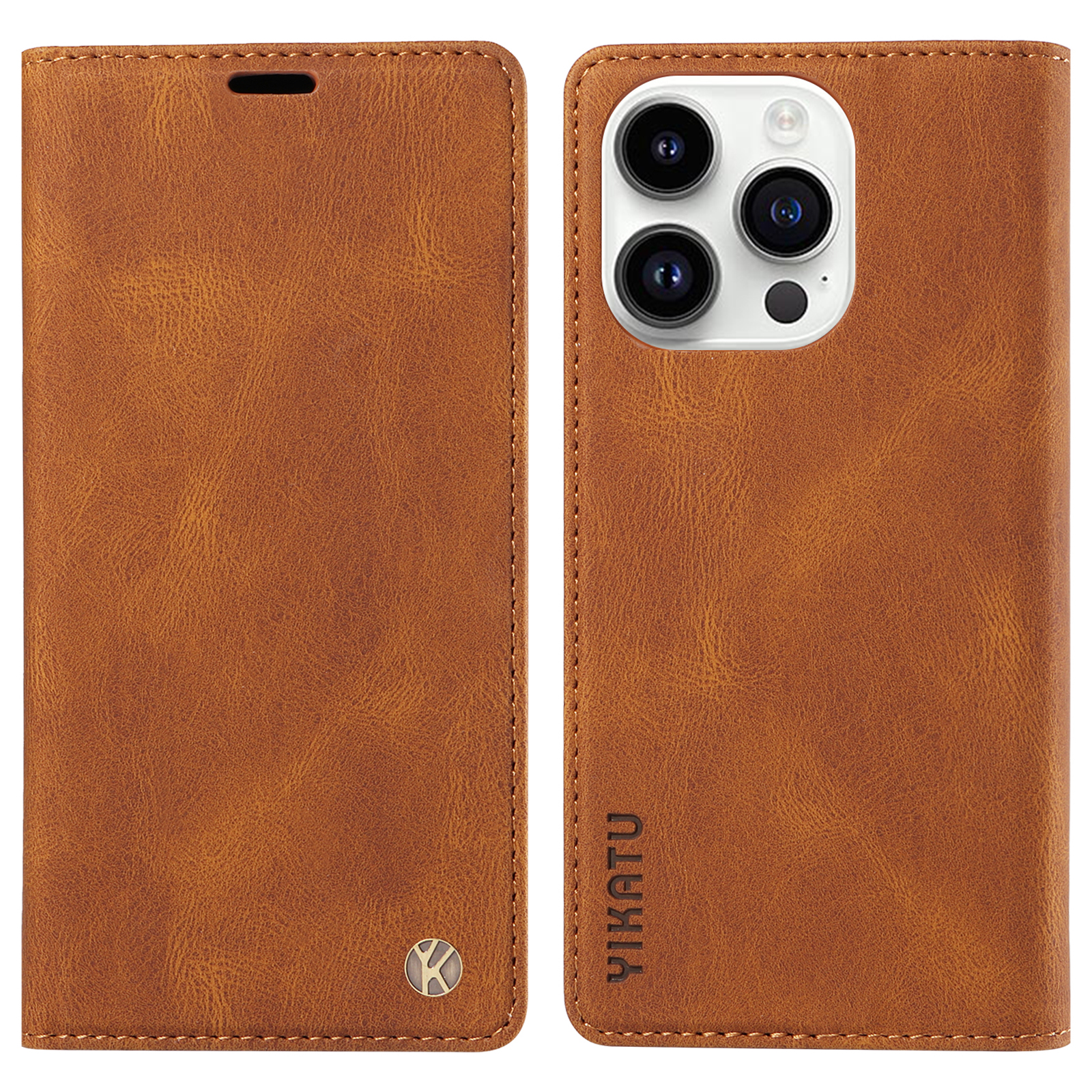 

Yikatu YK-004 Schutzhülle Für Iphone 15 Pro, PU Leder Skin-touch-brieftasche Telefonabdeckung - Braun, iPhone 15 Pro