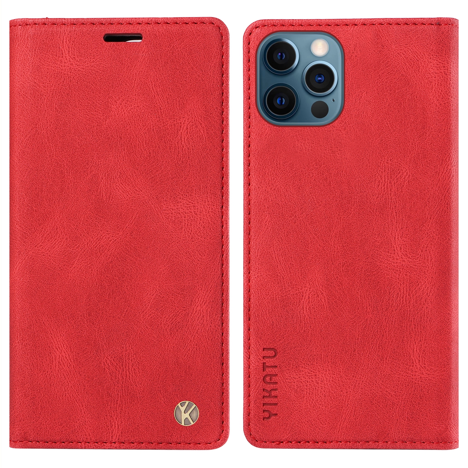 

Yikatu YK-004 Lederabdeckung Für Iphone 13 Pro Max 6,7 Zoll Haut-touch Flip Wallet Stand Telefon Hülle - Rot, iPhone 13 Pro Max