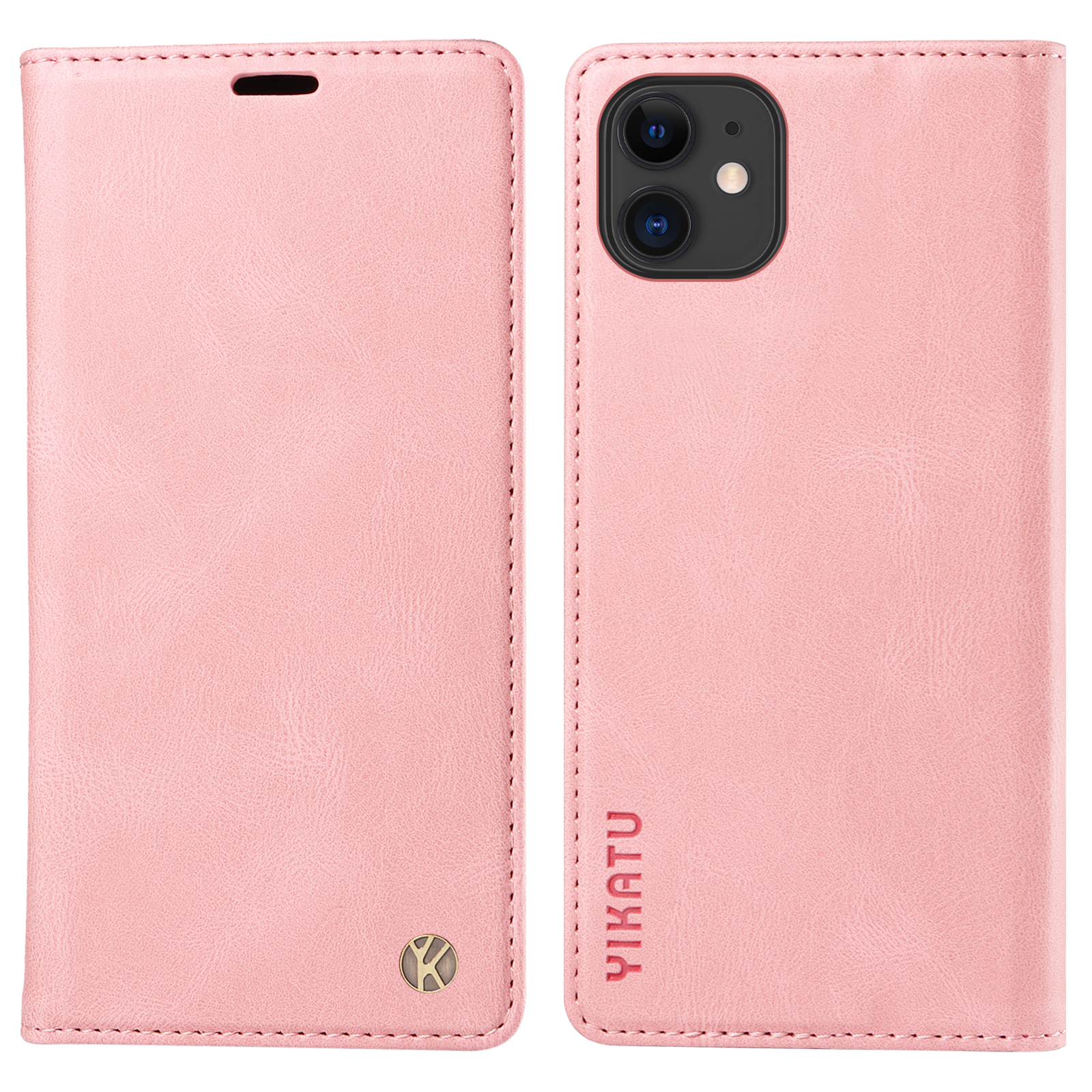 

Yikatu YK-004 Für Iphone 11 Skin-touch Flip Wallet Stand Cover Anti-fall-leder-telefonhülle - Rosa, iPhone 11