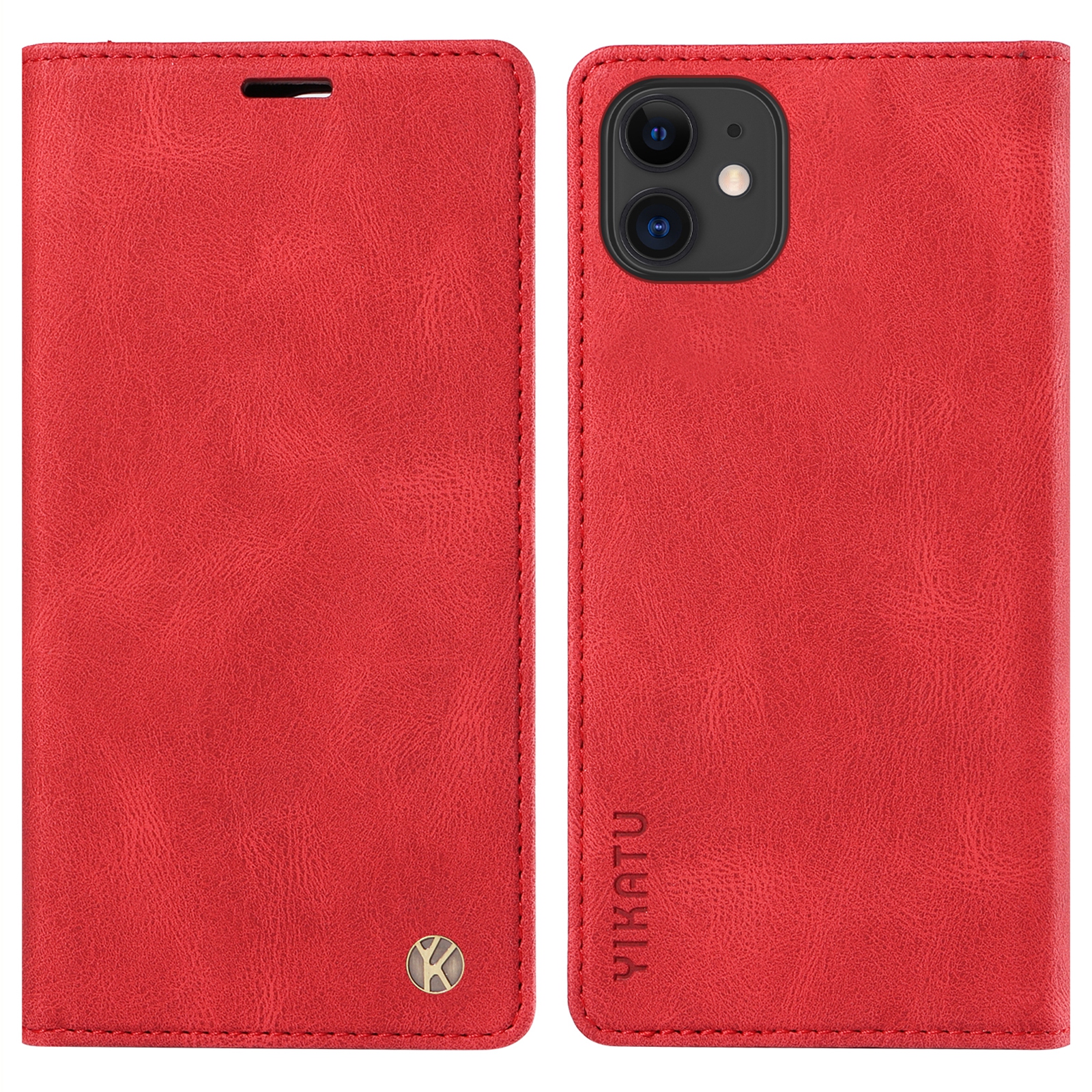 

Yikatu YK-004 Für Iphone 11 Skin-touch Flip Wallet Stand Cover Anti-fall-leder-telefonhülle - Rot, iPhone 11