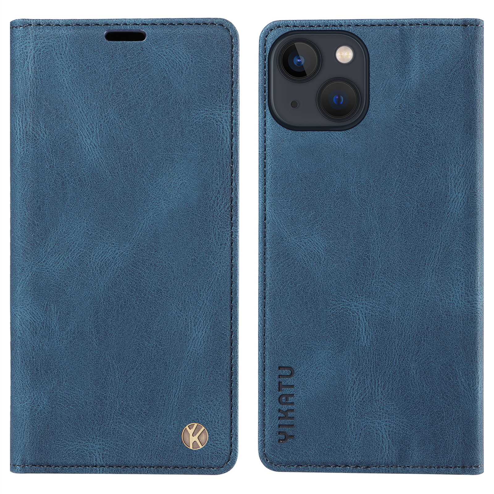 

Yikatu YK-004 Für Iphone 15 Magnetische Automatisch Absorbierte Pu-leder-shell-telefon-brieftasche Abdeckung - Blau, iPhone 15