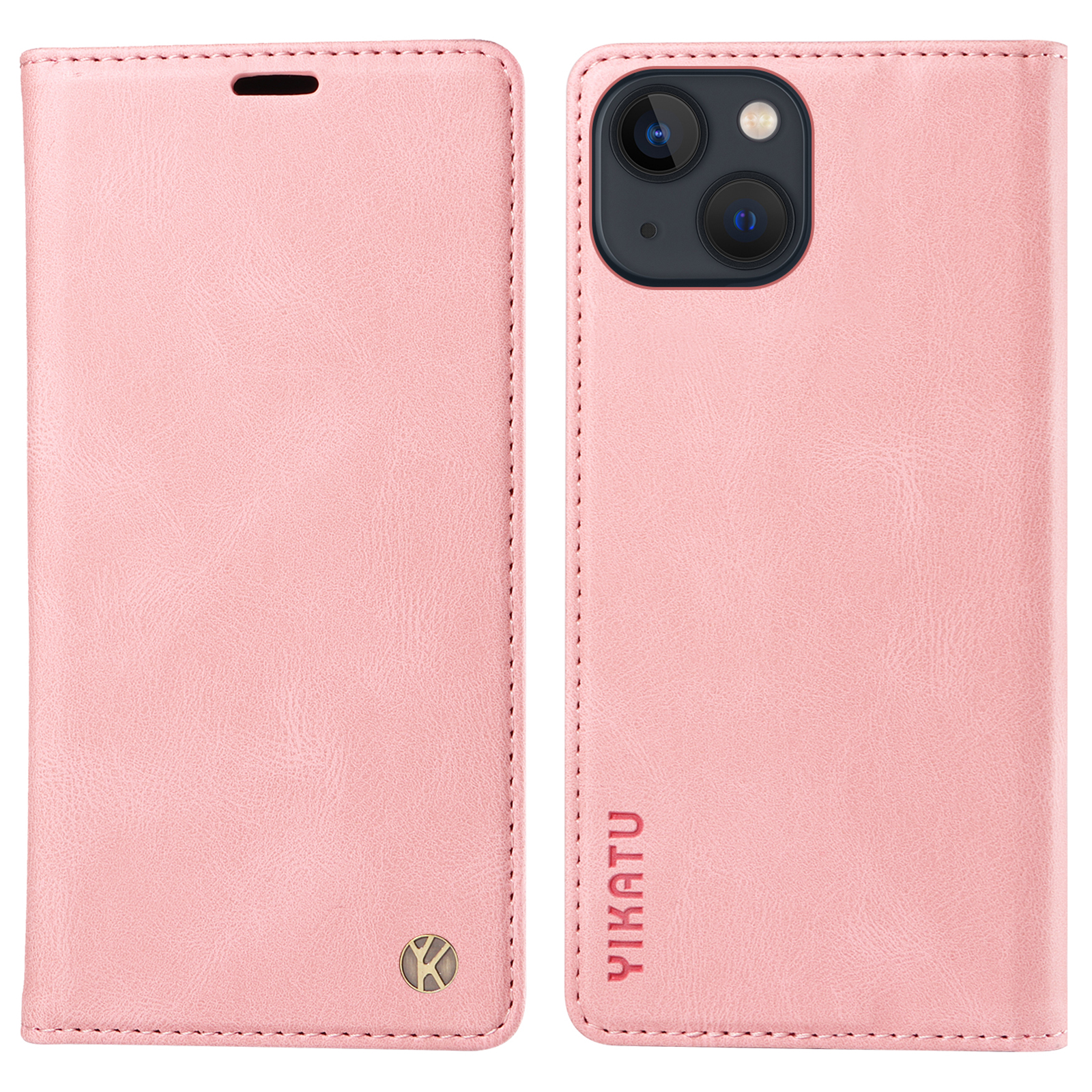 

Yikatu YK-004 Für Iphone 15 Magnetische Automatisch Absorbierte Pu-leder-shell-telefon-brieftasche Abdeckung - Rosa, iPhone 15
