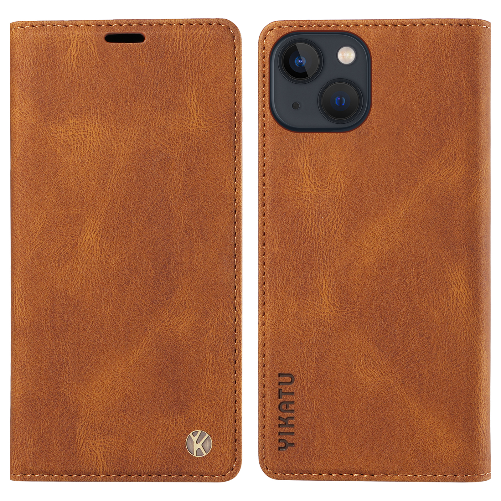 

Yikatu YK-004 Für Iphone 15 Magnetische Automatisch Absorbierte Pu-leder-shell-telefon-brieftasche Abdeckung - Braun, iPhone 15