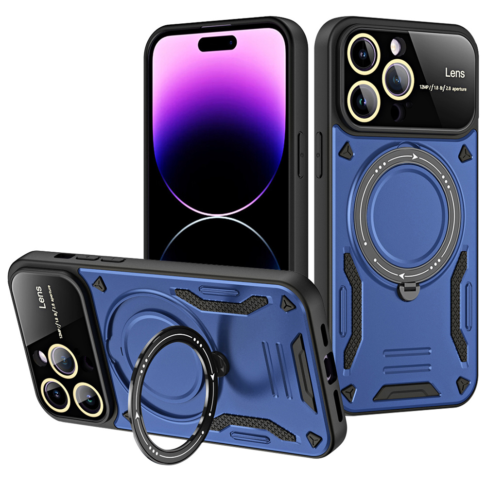 

PC+TPU -telefonhülle Für Iphone 12 Pro Rotierende Kickstand Cover Kompatibel Mit Magsafe - Navy Blau, iPhone 14 Pro